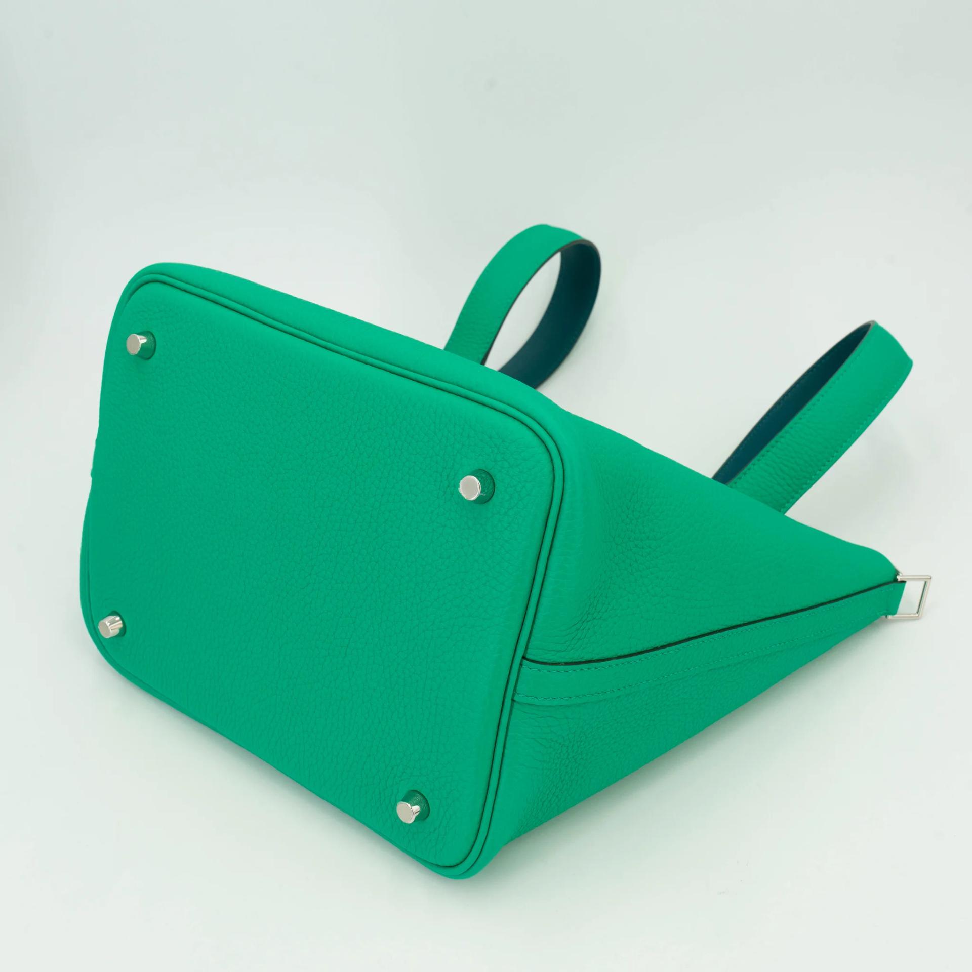 Unused ( Rank NS ) HERMÈS Picotin Lock MM Menthe (6W) Vert Bosphore (W0) Clemence Palladium hardware Z (2021) - 9