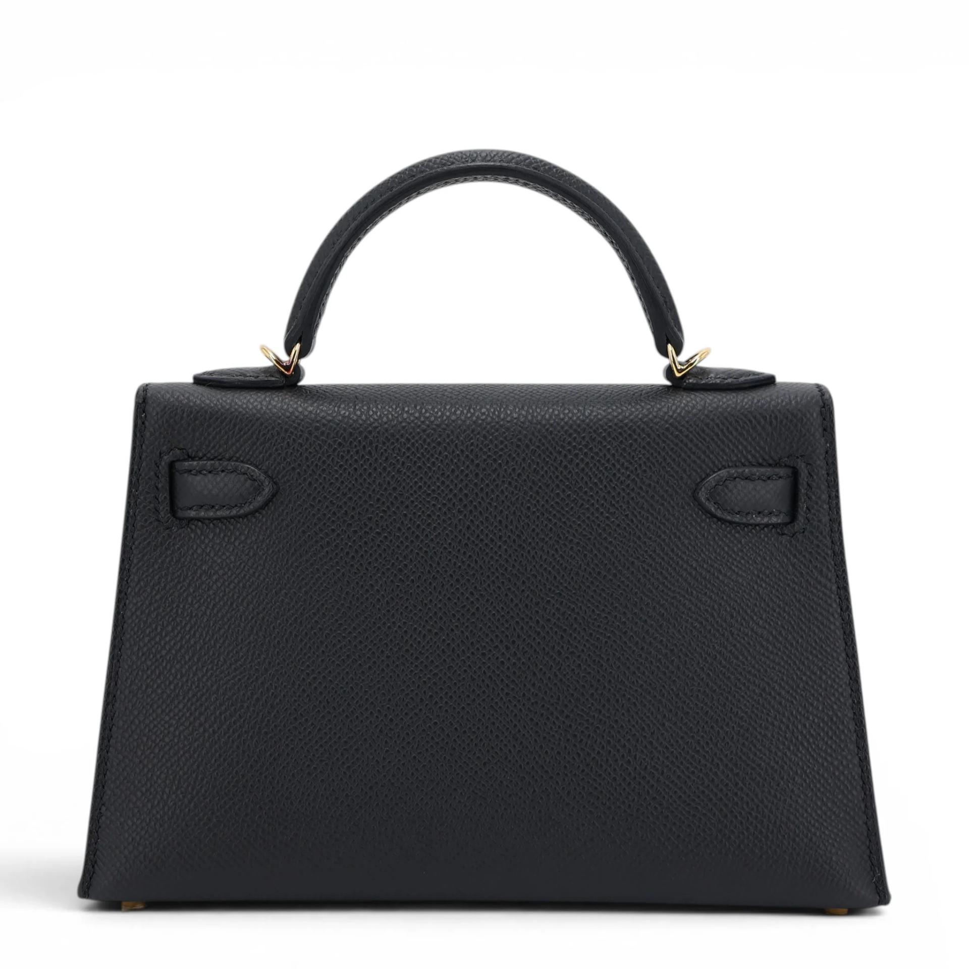 Excellent ( Rank SA ) HERMÈS Mini Kelly II Noir (89) Epsom Gold hardware W (2024) - 2