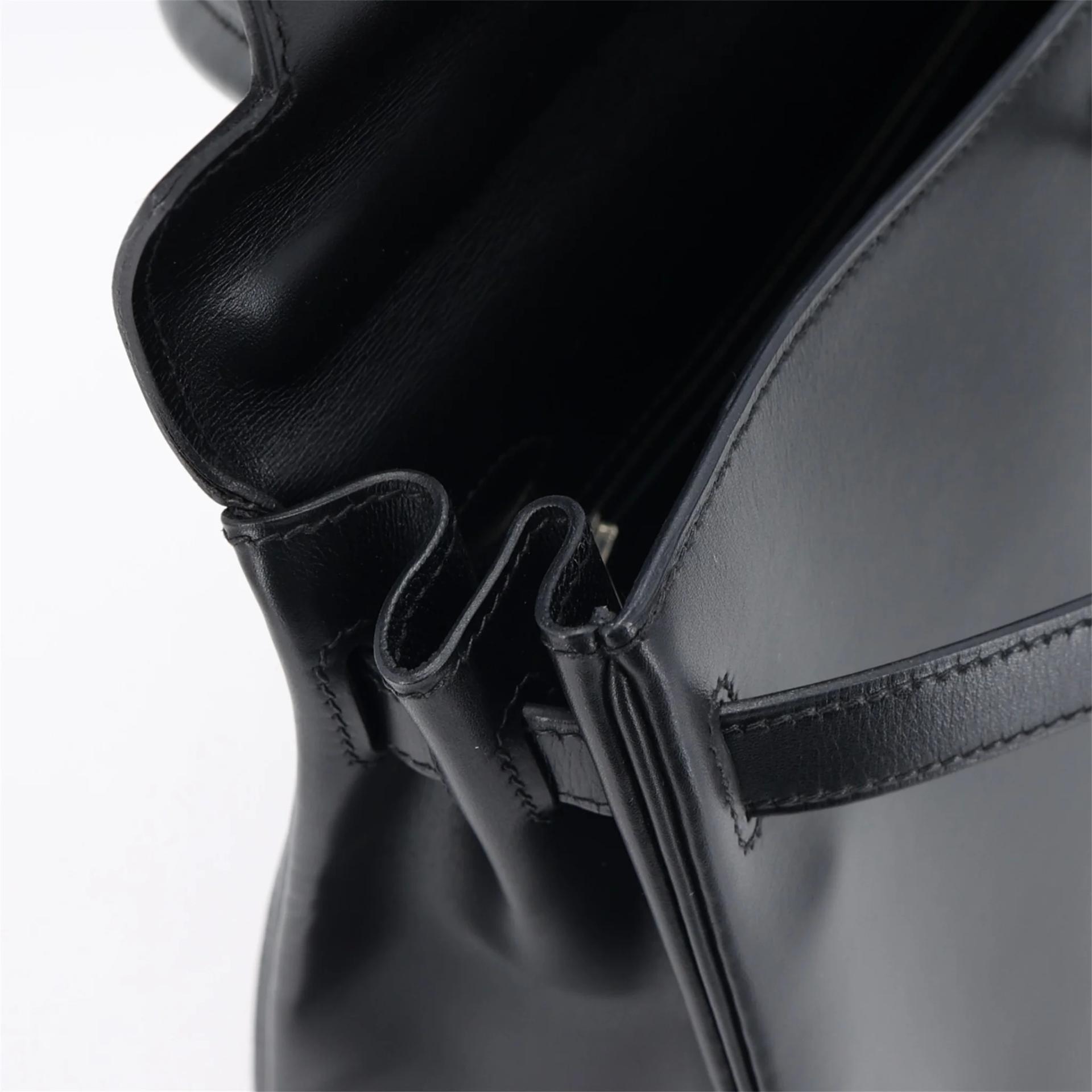 Excellent ( Rank SA ) HERMÈS Limited Edition Kelly 32 So Black Noir (89) Box-calf Black hardware Square N (2010) - 14