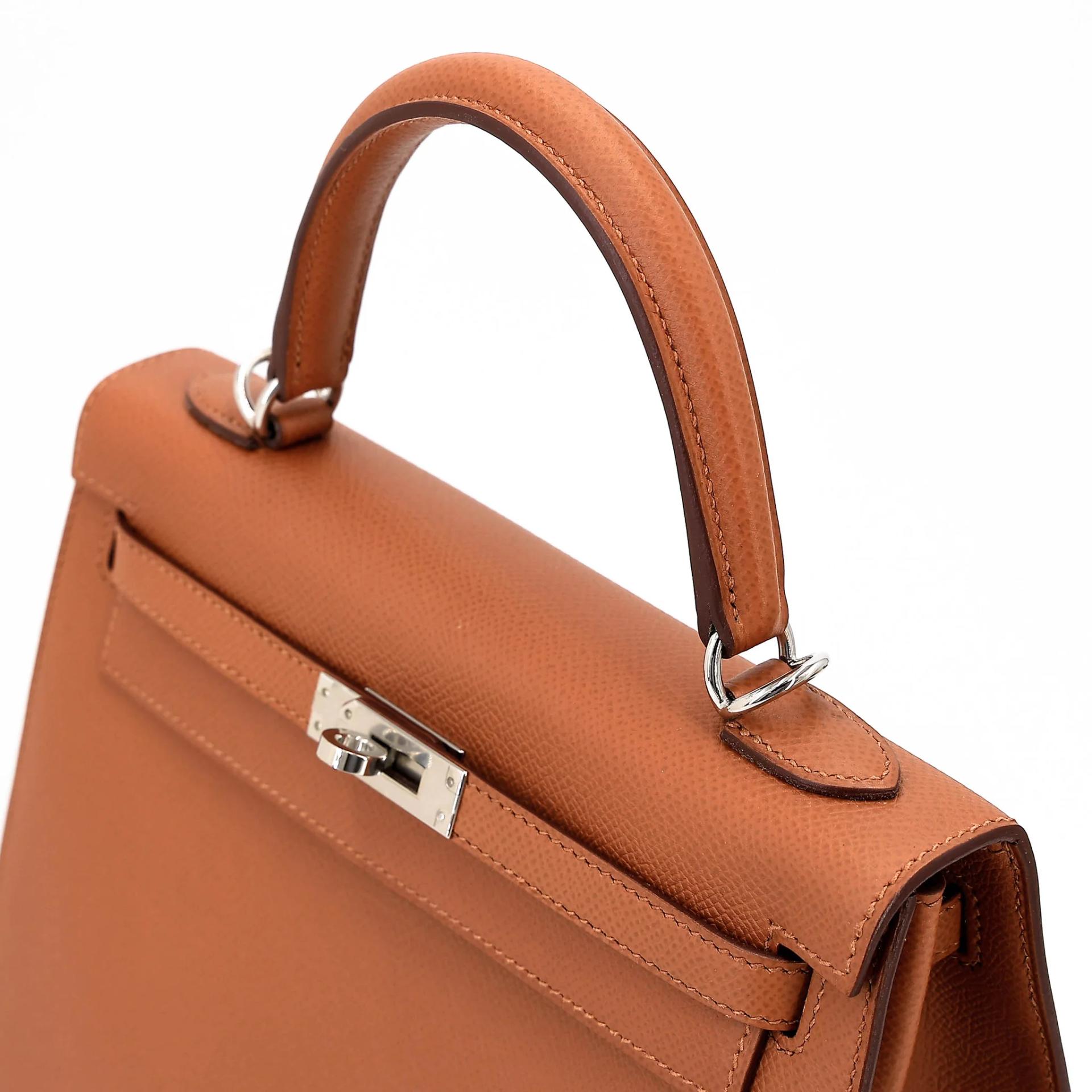 Excellent ( Rank SA ) HERMÈS Kelly 25 Sellier Verso Gold (37) Jaune Ambre (9D) Epsom Palladium hardware Y (2020) - 3
