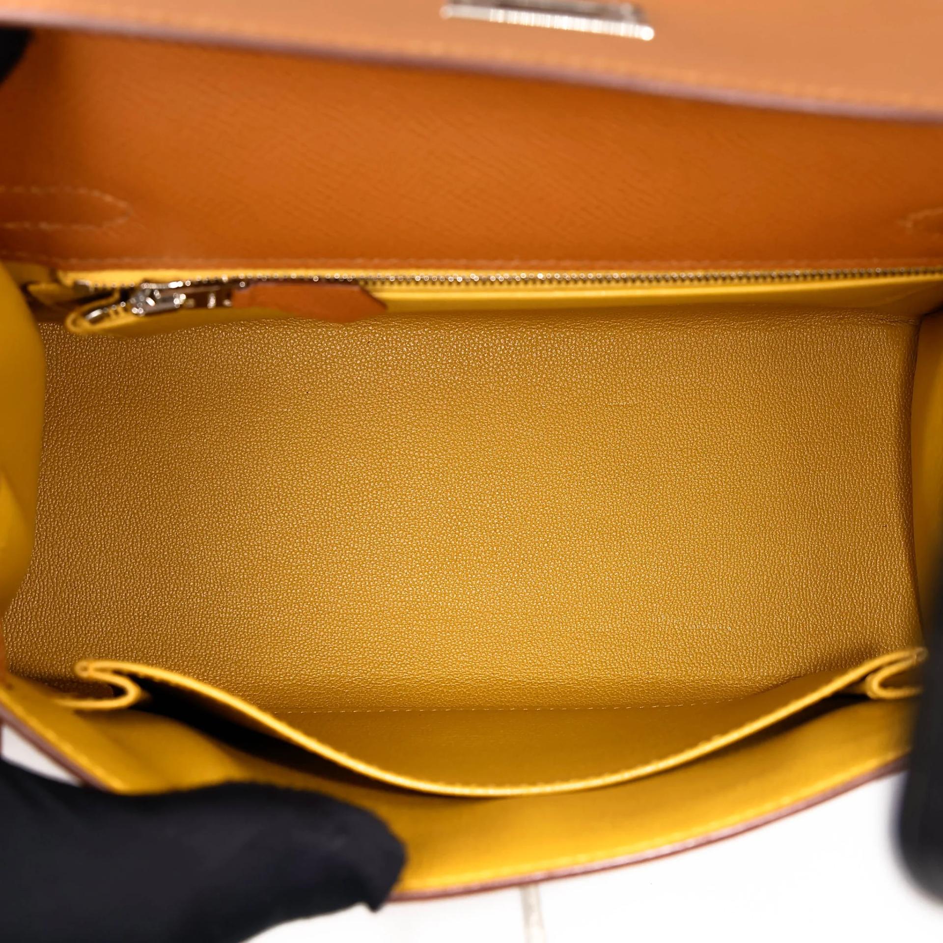 Excellent ( Rank SA ) HERMÈS Kelly 25 Sellier Verso Gold (37) Jaune Ambre (9D) Epsom Palladium hardware Y (2020) - 28
