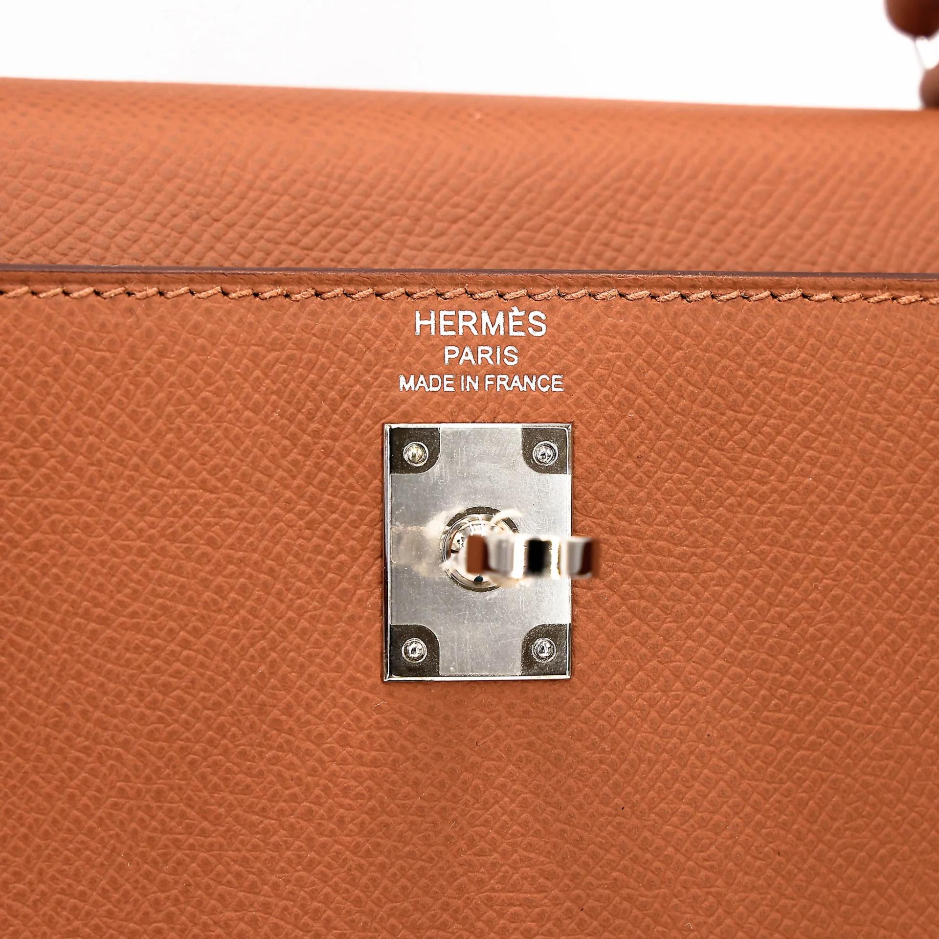 Excellent ( Rank SA ) HERMÈS Kelly 25 Sellier Verso Gold (37) Jaune Ambre (9D) Epsom Palladium hardware Y (2020) - 22