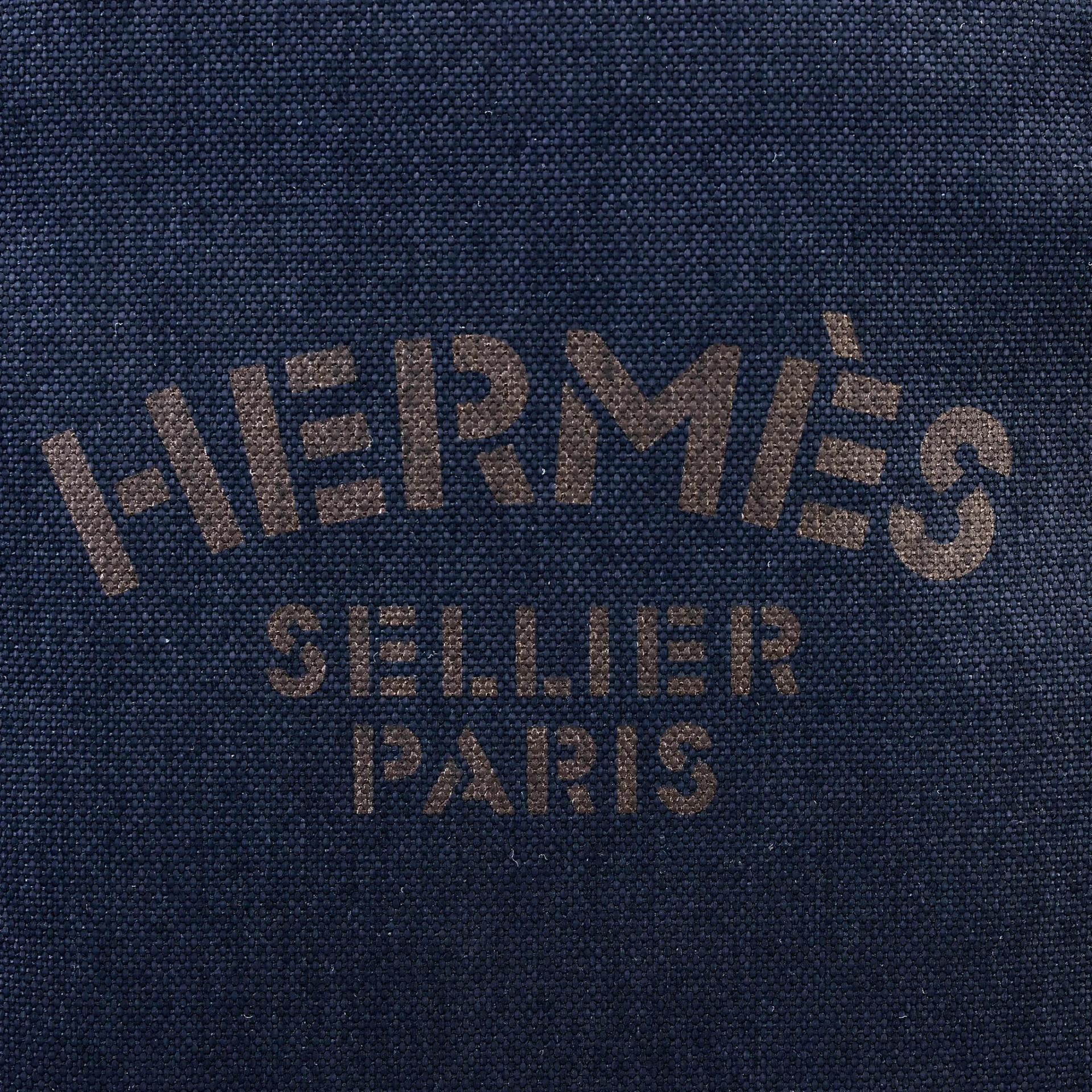 Unused ( Rank NS ) HERMÈS Sac a dos Groom backpack Navy (7U) Toile Chevrons canvas Palladium hardware - 9