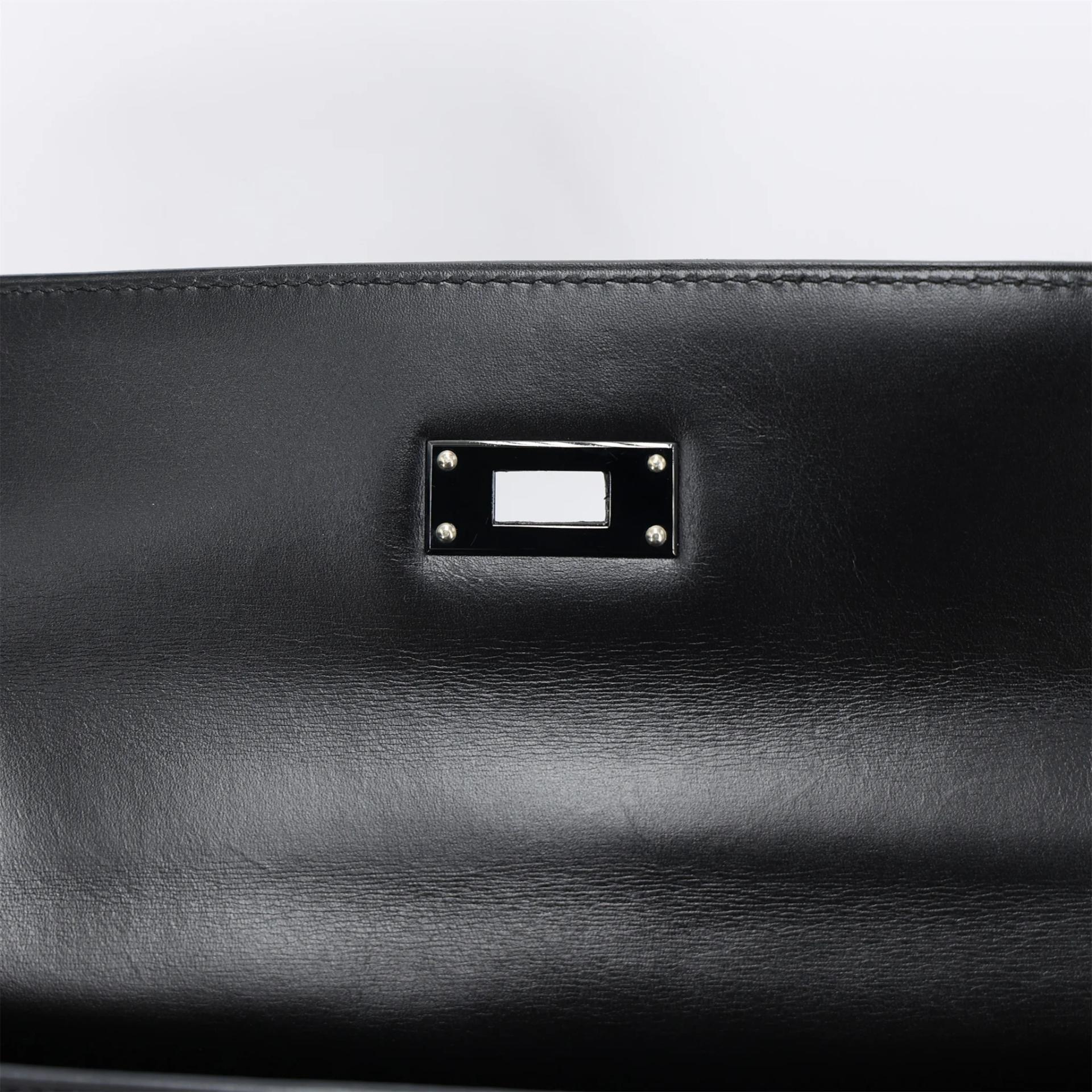 Excellent ( Rank SA ) HERMÈS Limited Edition Kelly 32 So Black Noir (89) Box-calf Black hardware Square N (2010) - 11