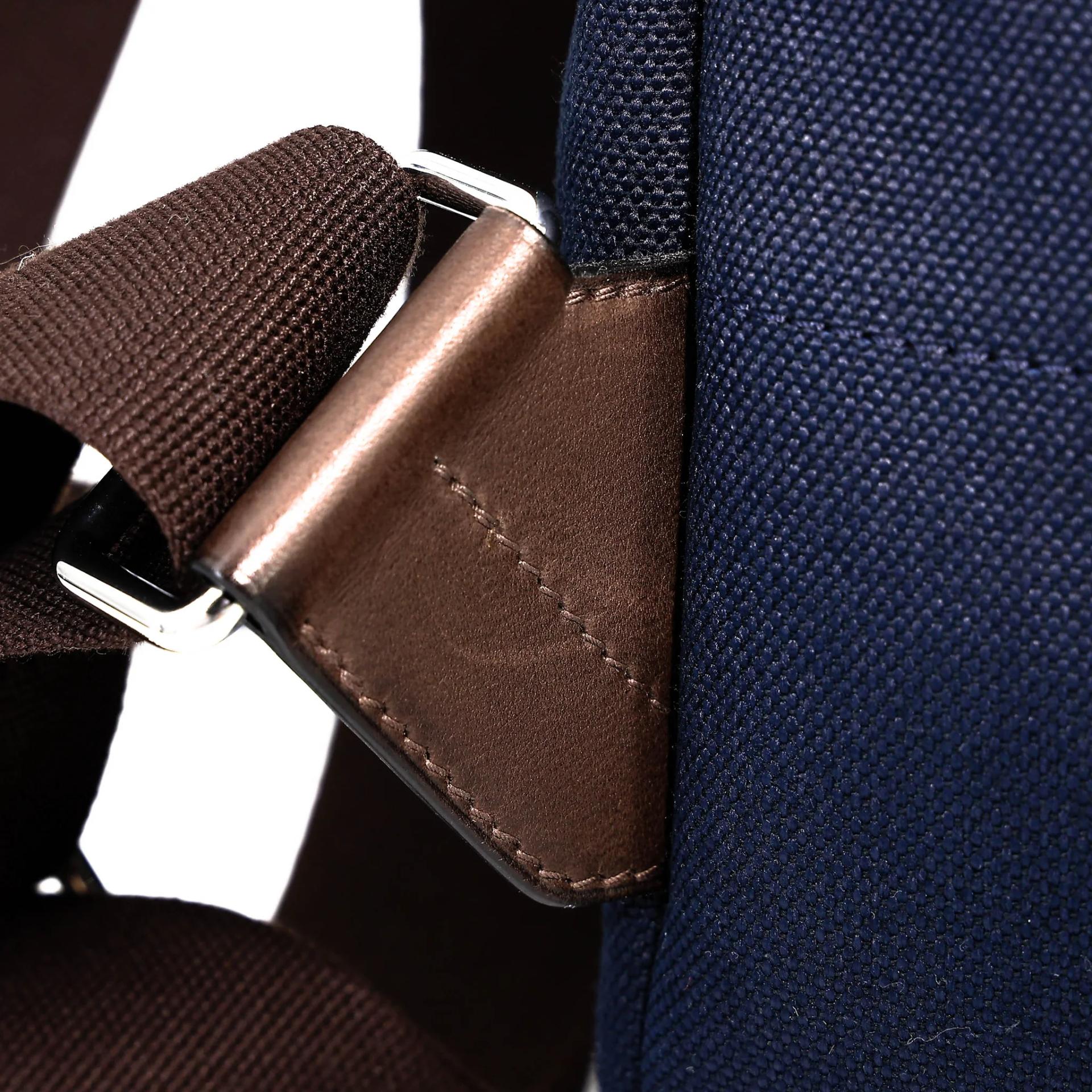 Unused ( Rank NS ) HERMÈS Sac a dos Groom backpack Navy (7U) Toile Chevrons canvas Palladium hardware - 12