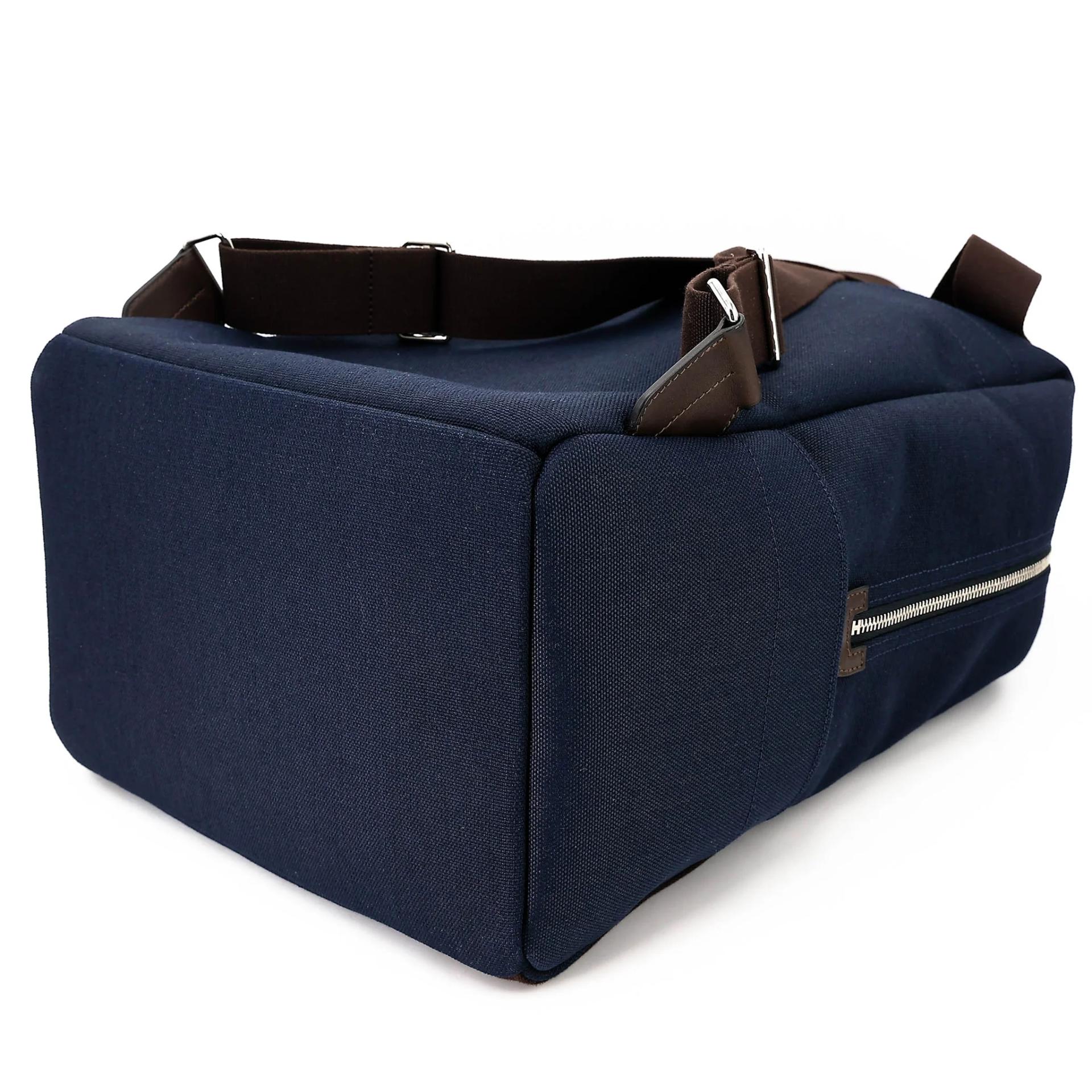 Unused ( Rank NS ) HERMÈS Sac a dos Groom backpack Navy (7U) Toile Chevrons canvas Palladium hardware - 15