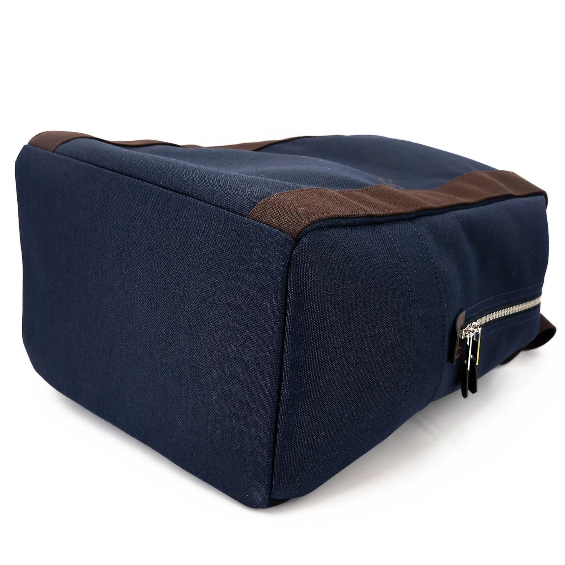 Unused ( Rank NS ) HERMÈS Sac a dos Groom backpack Navy (7U) Toile Chevrons canvas Palladium hardware - 13