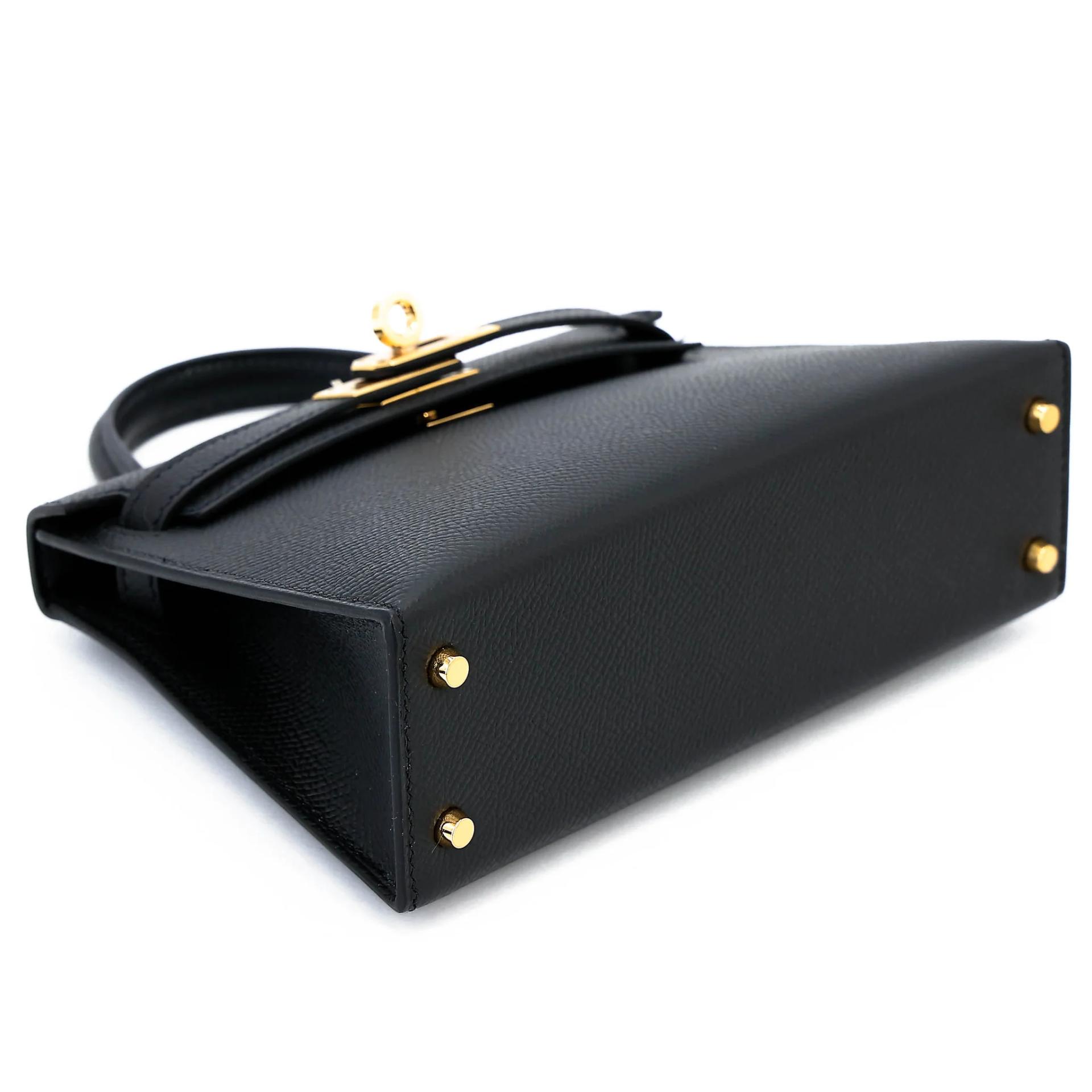 Unused ( Rank NS ) HERMÈS Mini Kelly II Noir (89) Epsom Gold hardware Y (2020) - 5