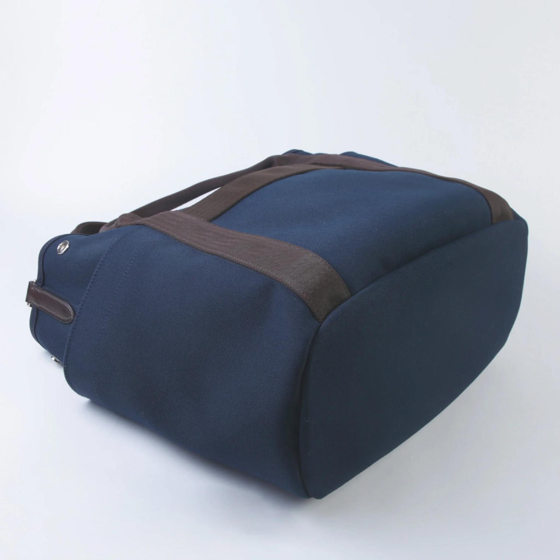 Very Good ( Rank A) HERMÈS Sac de pansage Groom Navy Orange Canvas Palladium hardware C (2018) - 6