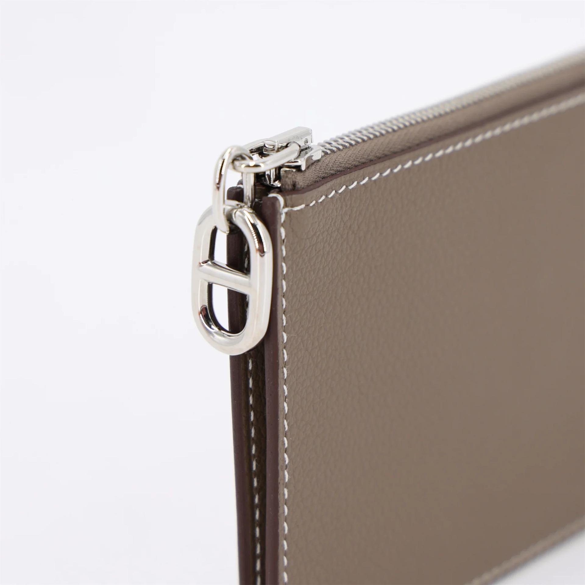 Brand New ( Rank N ) HERMÈS Zipengo Chaine d'Ancre card holder Etoupe (18) Evercolor Palladium hardware K (2025) - 8