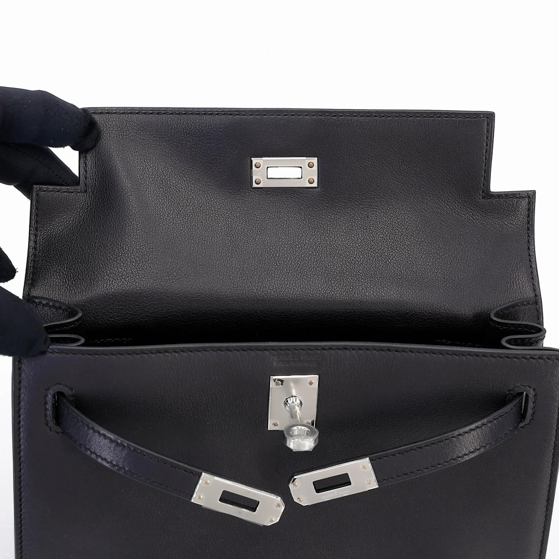 Brand New ( Rank N ) HERMÈS Kelly Danse Noir (89) Volupto calfskin Palladium hardware G (2026) - 12