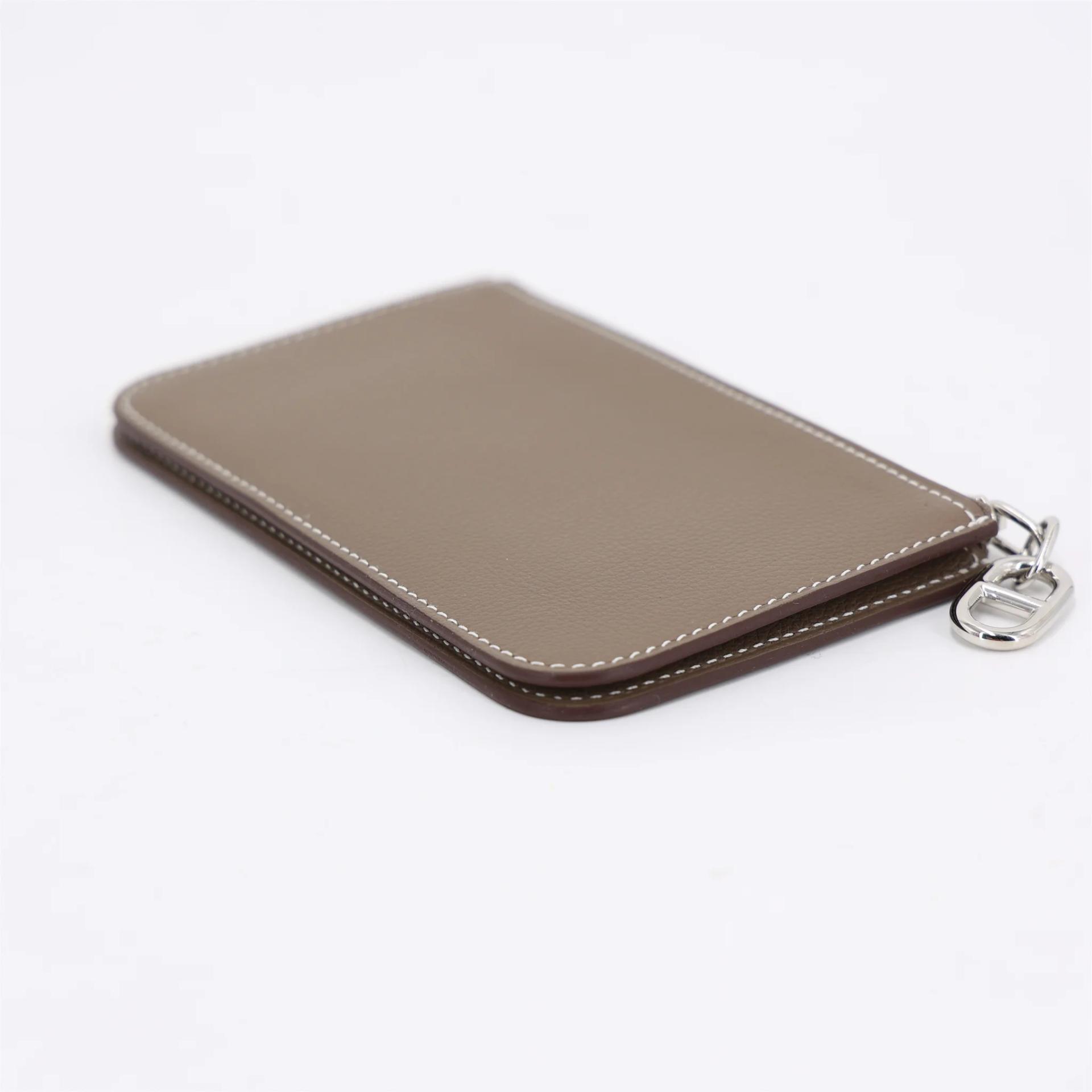 Brand New ( Rank N ) HERMÈS Zipengo Chaine d'Ancre card holder Etoupe (18) Evercolor Palladium hardware K (2025) - 7