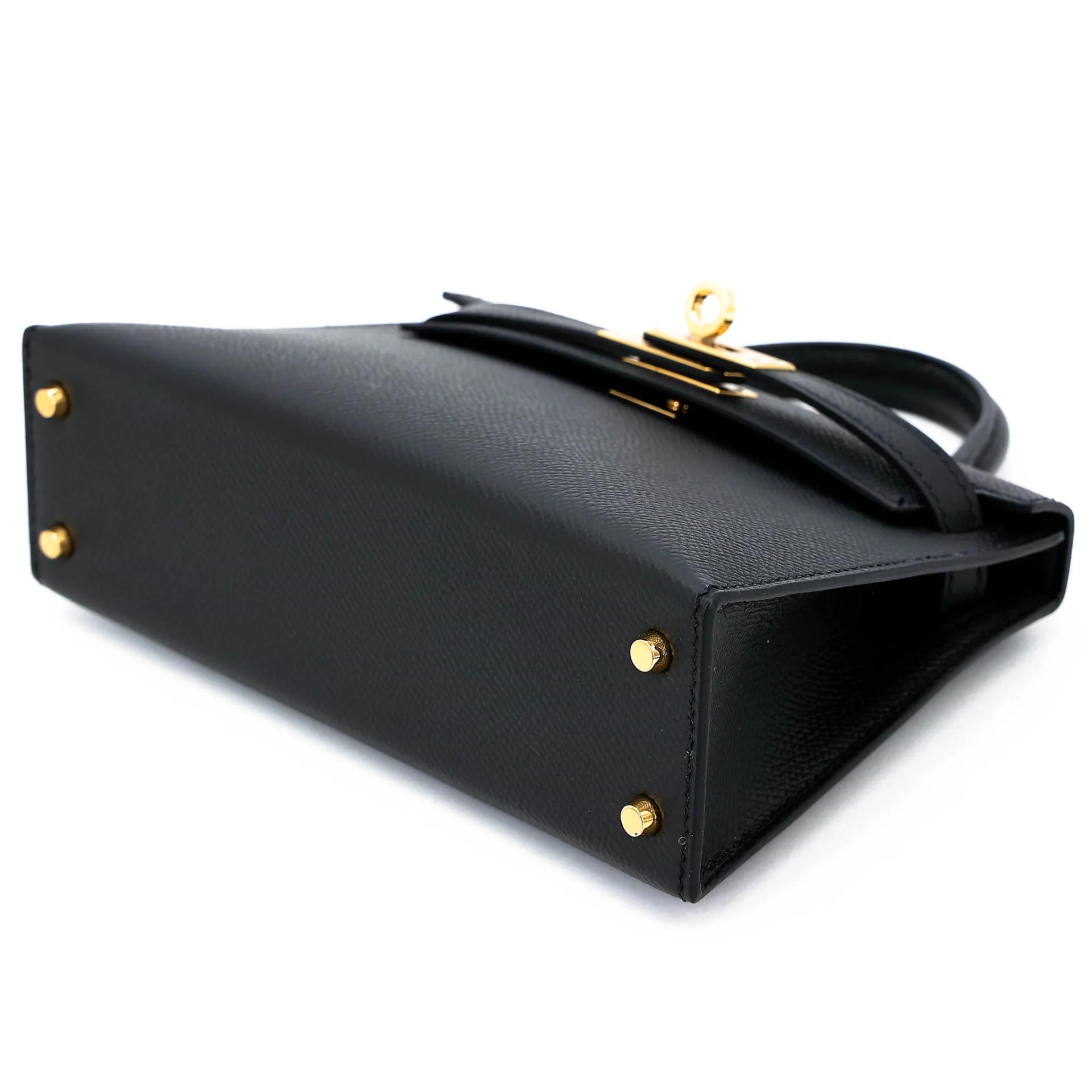 Unused ( Rank NS ) HERMÈS Mini Kelly II Noir (89) Epsom Gold hardware Y (2020) - 4