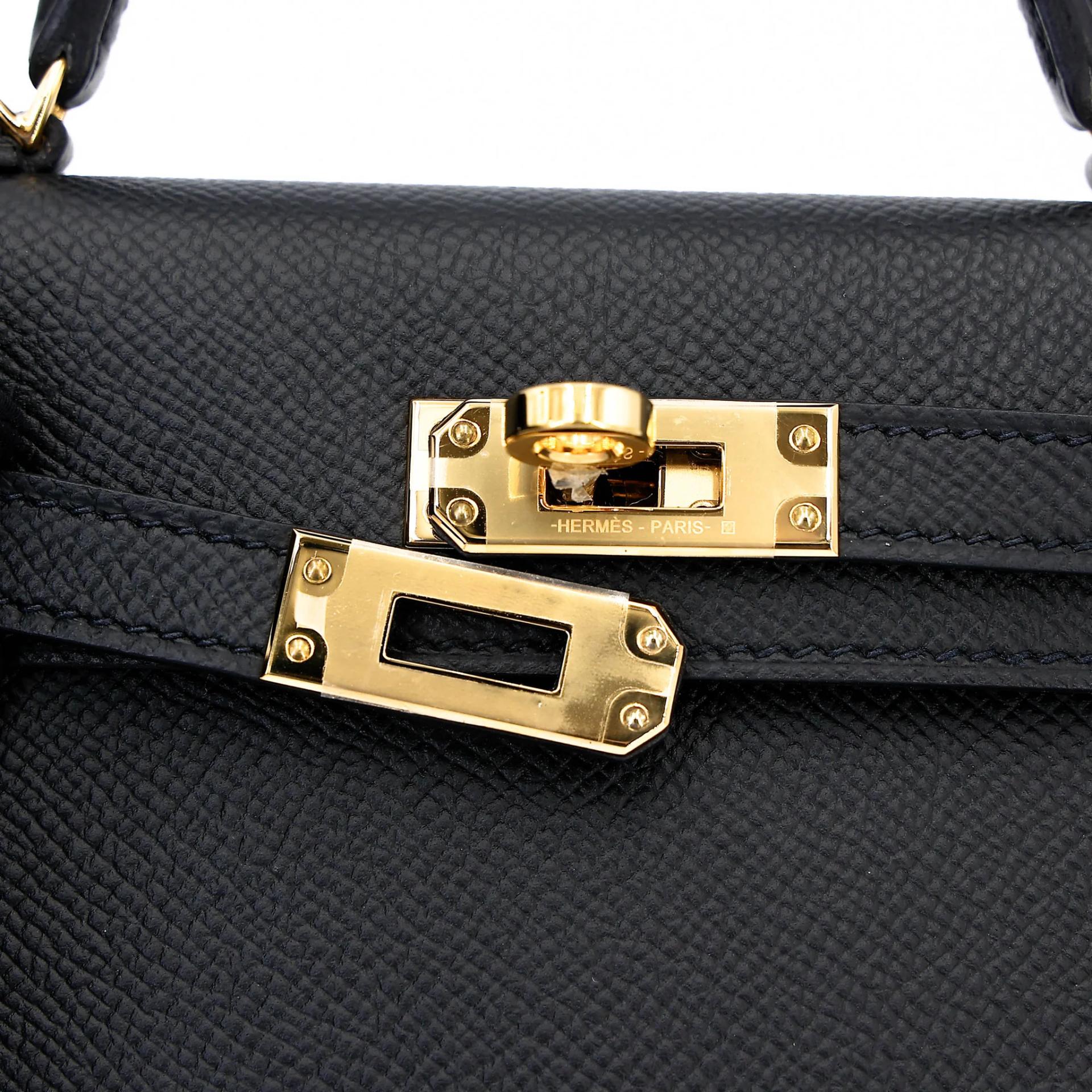 Unused ( Rank NS ) HERMÈS Mini Kelly II Noir (89) Epsom Gold hardware Y (2020) - 8