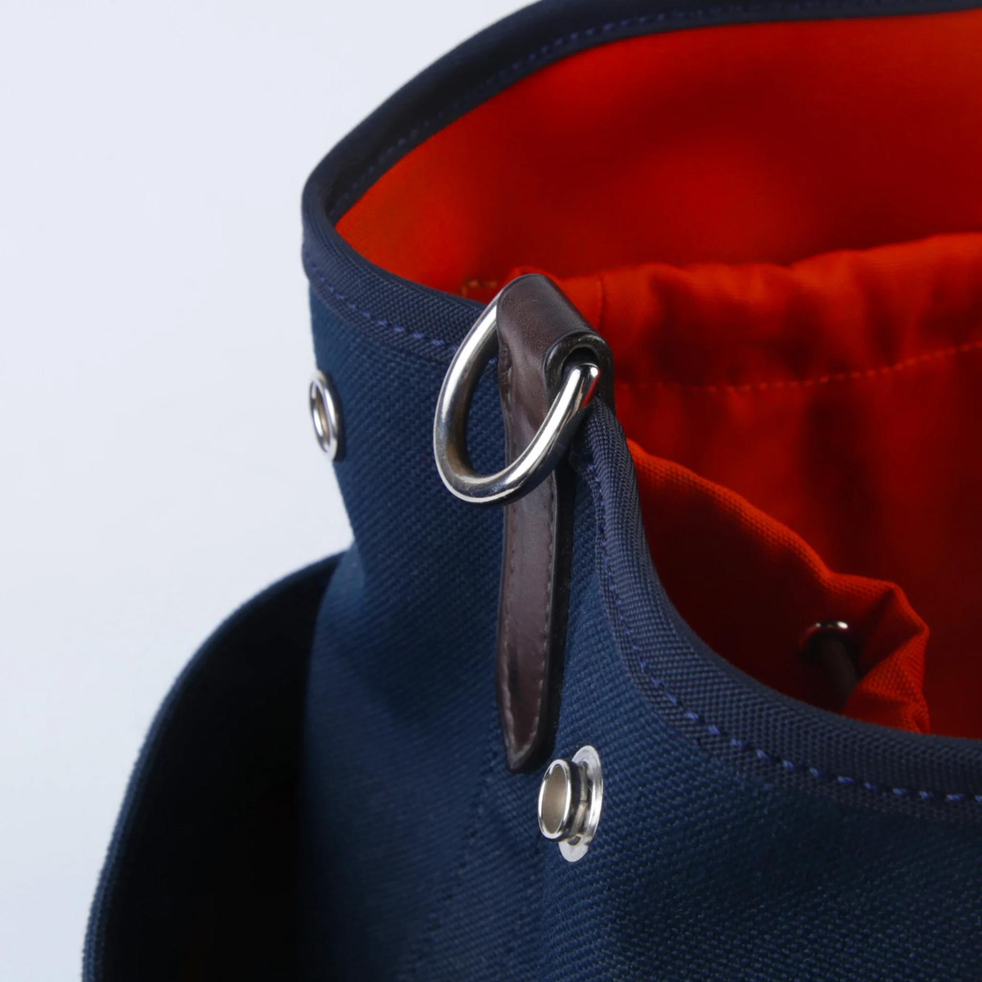 Very Good ( Rank A) HERMÈS Sac de pansage Groom Navy Orange Canvas Palladium hardware C (2018) - 10