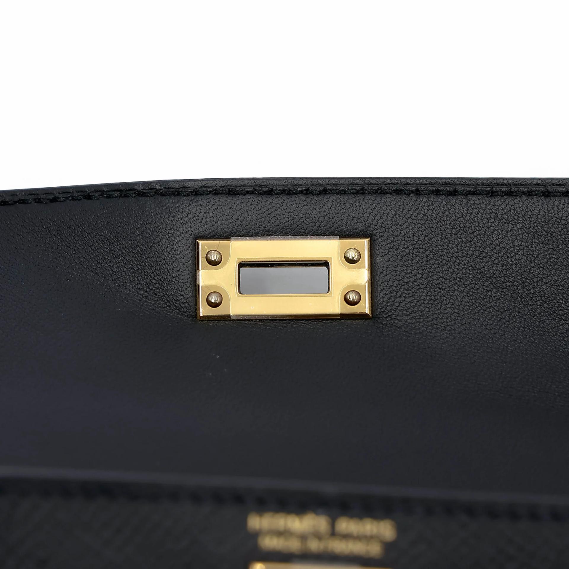Unused ( Rank NS ) HERMÈS Mini Kelly II Noir (89) Epsom Gold hardware Y (2020) - 11