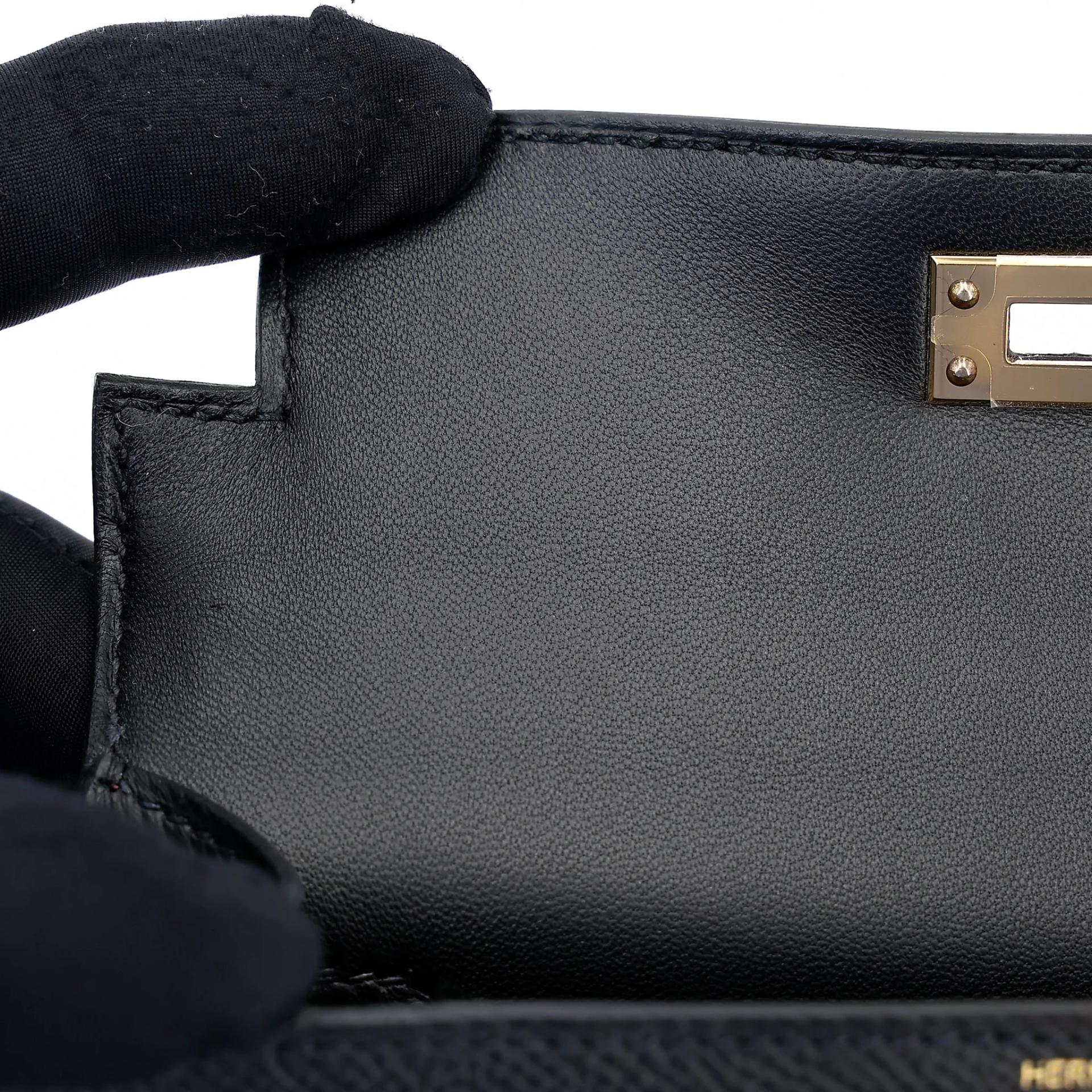 Unused ( Rank NS ) HERMÈS Mini Kelly II Noir (89) Epsom Gold hardware Y (2020) - 13