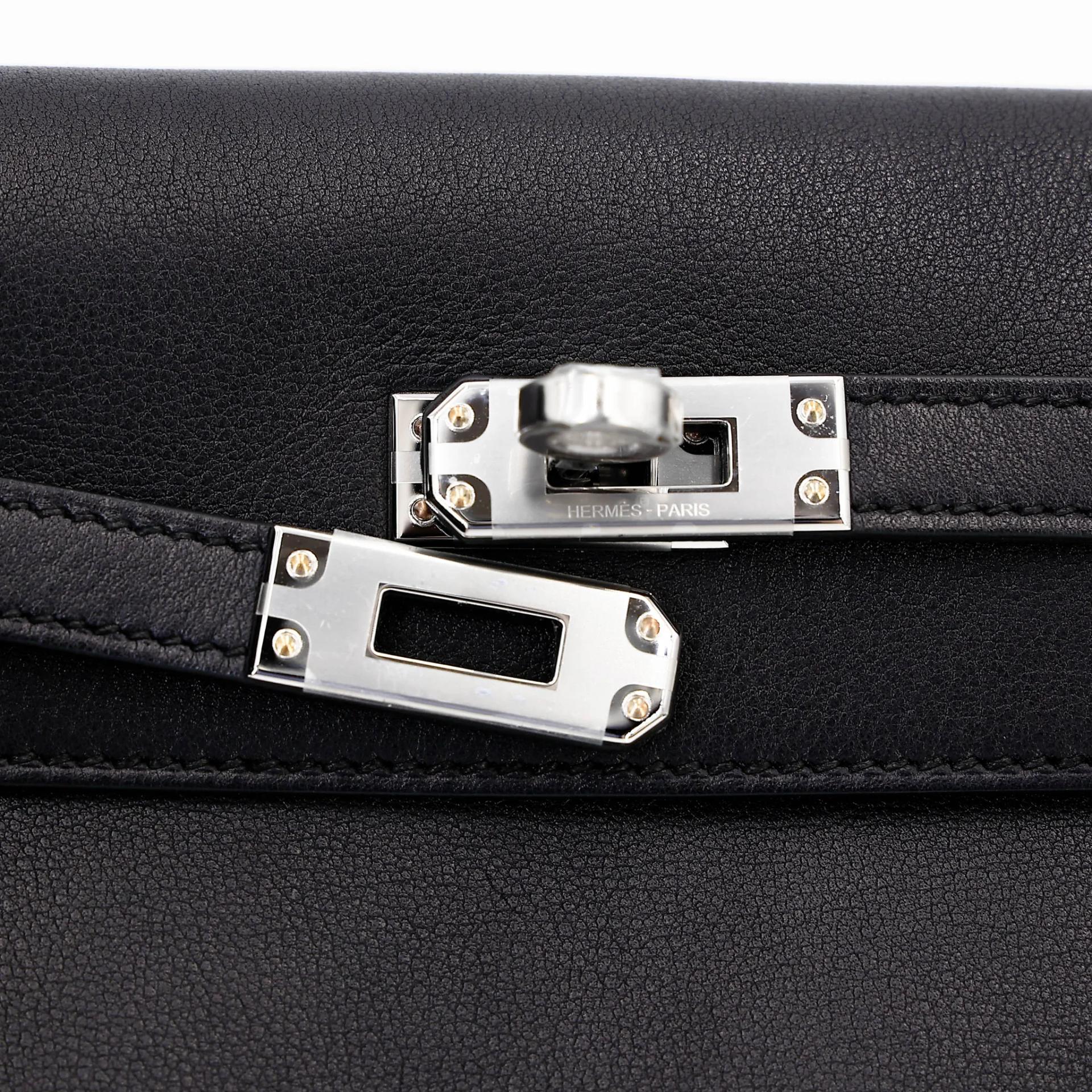 Brand New ( Rank N ) HERMÈS Kelly Danse Noir (89) Volupto calfskin Palladium hardware G (2026) - 7