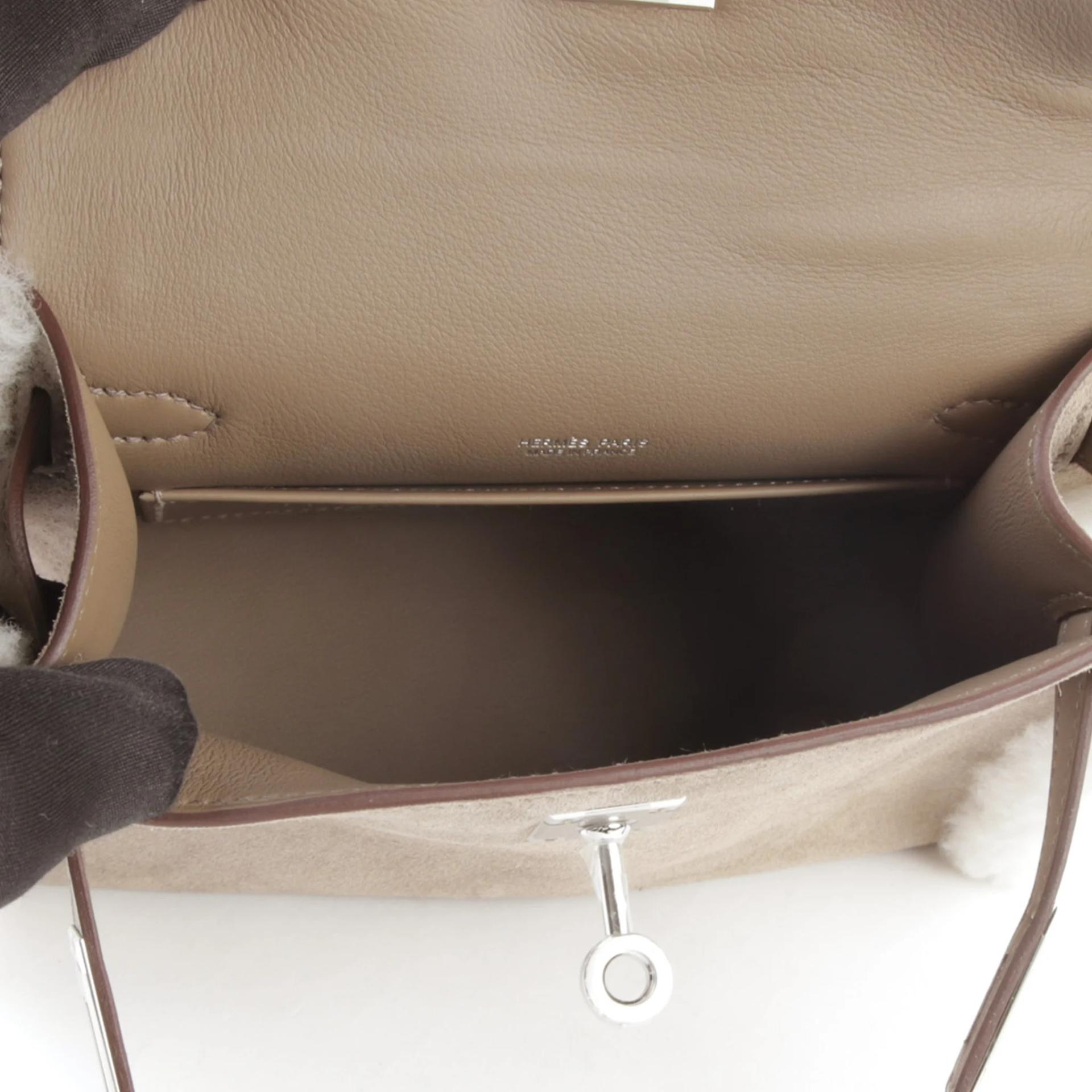 ランク N 新品 HERMÈS エルメス ミニケリー2 テディ グリスカイユ エクリュ エトゥープ (18) グリズリー スイフト シルバー金具 K刻印 (2025) - 11