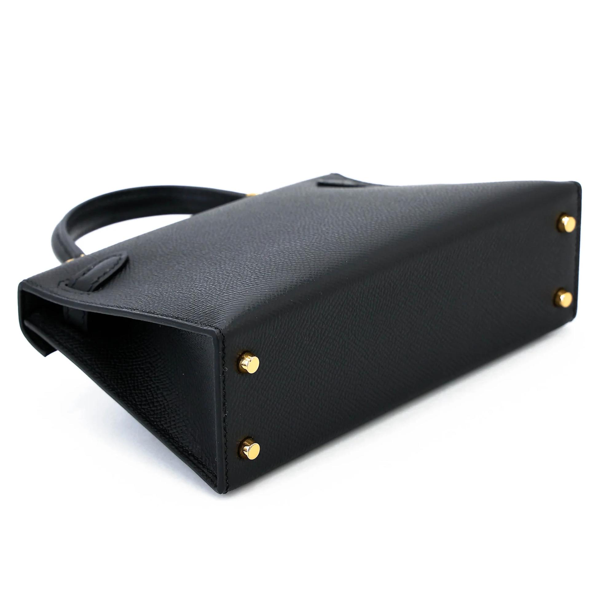Unused ( Rank NS ) HERMÈS Mini Kelly II Noir (89) Epsom Gold hardware Y (2020) - 7