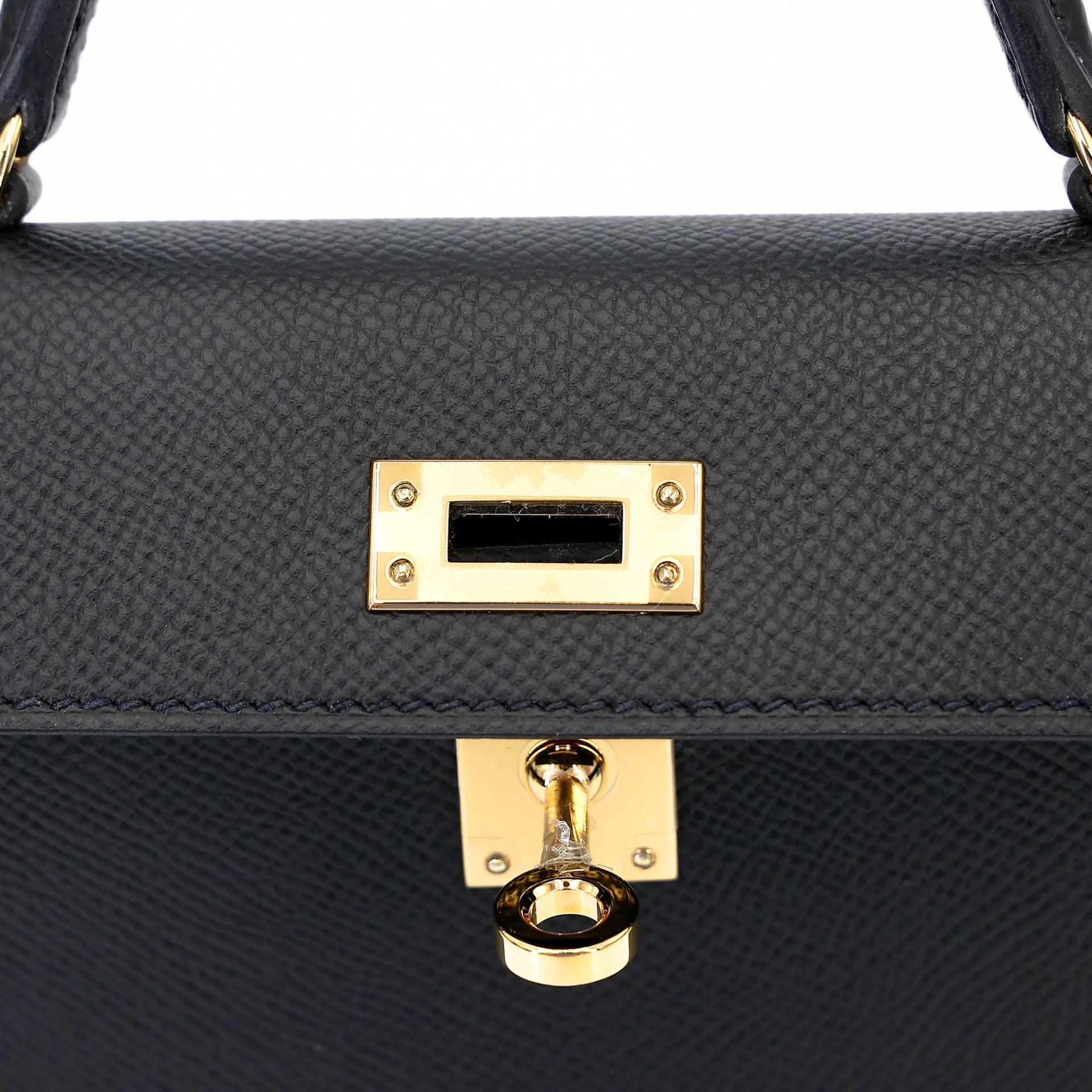 Unused ( Rank NS ) HERMÈS Mini Kelly II Noir (89) Epsom Gold hardware Y (2020) - 10