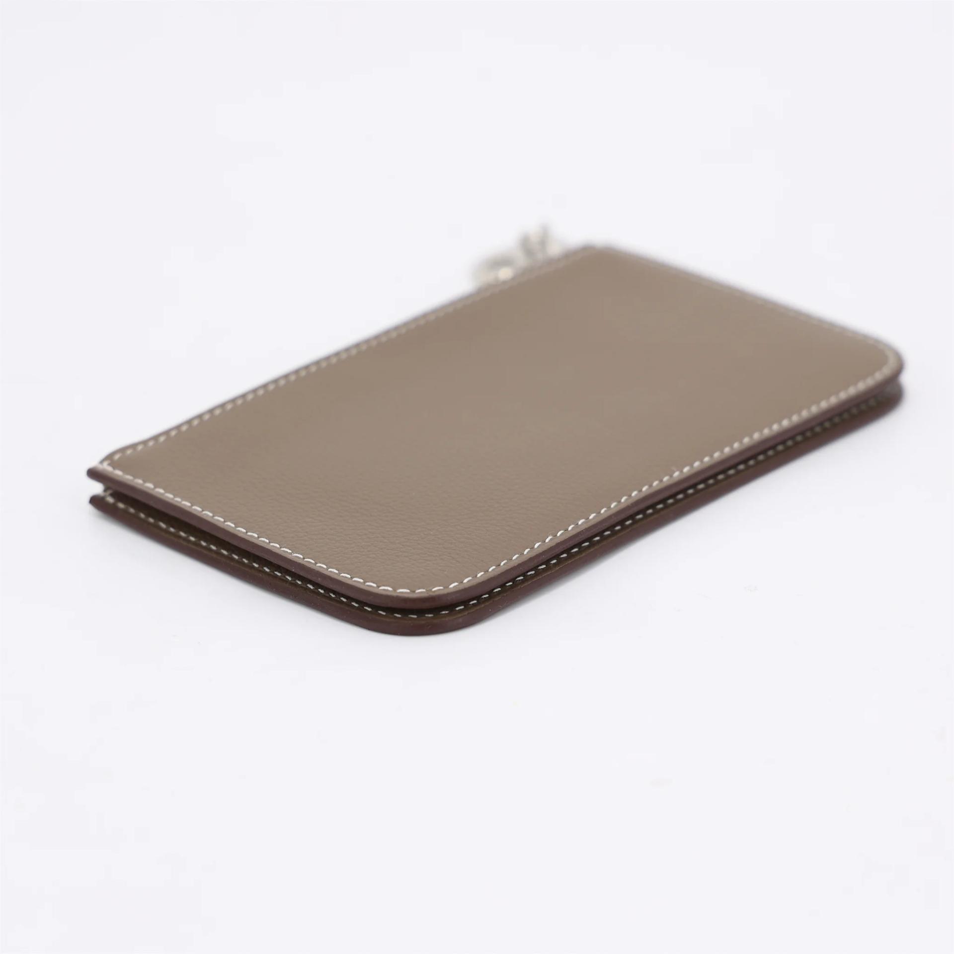 Brand New ( Rank N ) HERMÈS Zipengo Chaine d'Ancre card holder Etoupe (18) Evercolor Palladium hardware K (2025) - 6