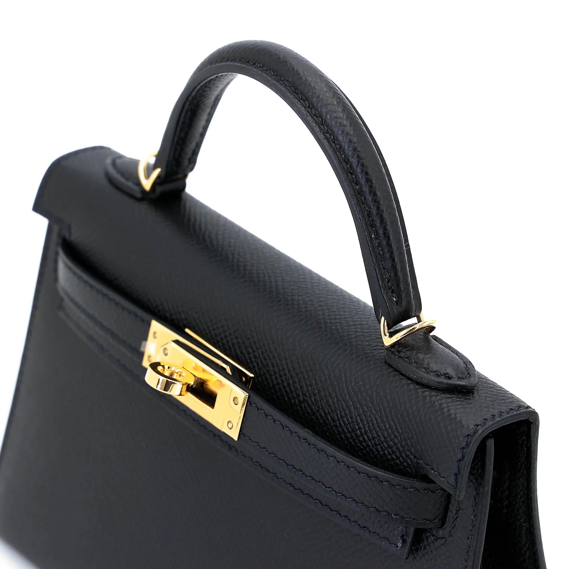 Unused ( Rank NS ) HERMÈS Mini Kelly II Noir (89) Epsom Gold hardware Y (2020) - 3