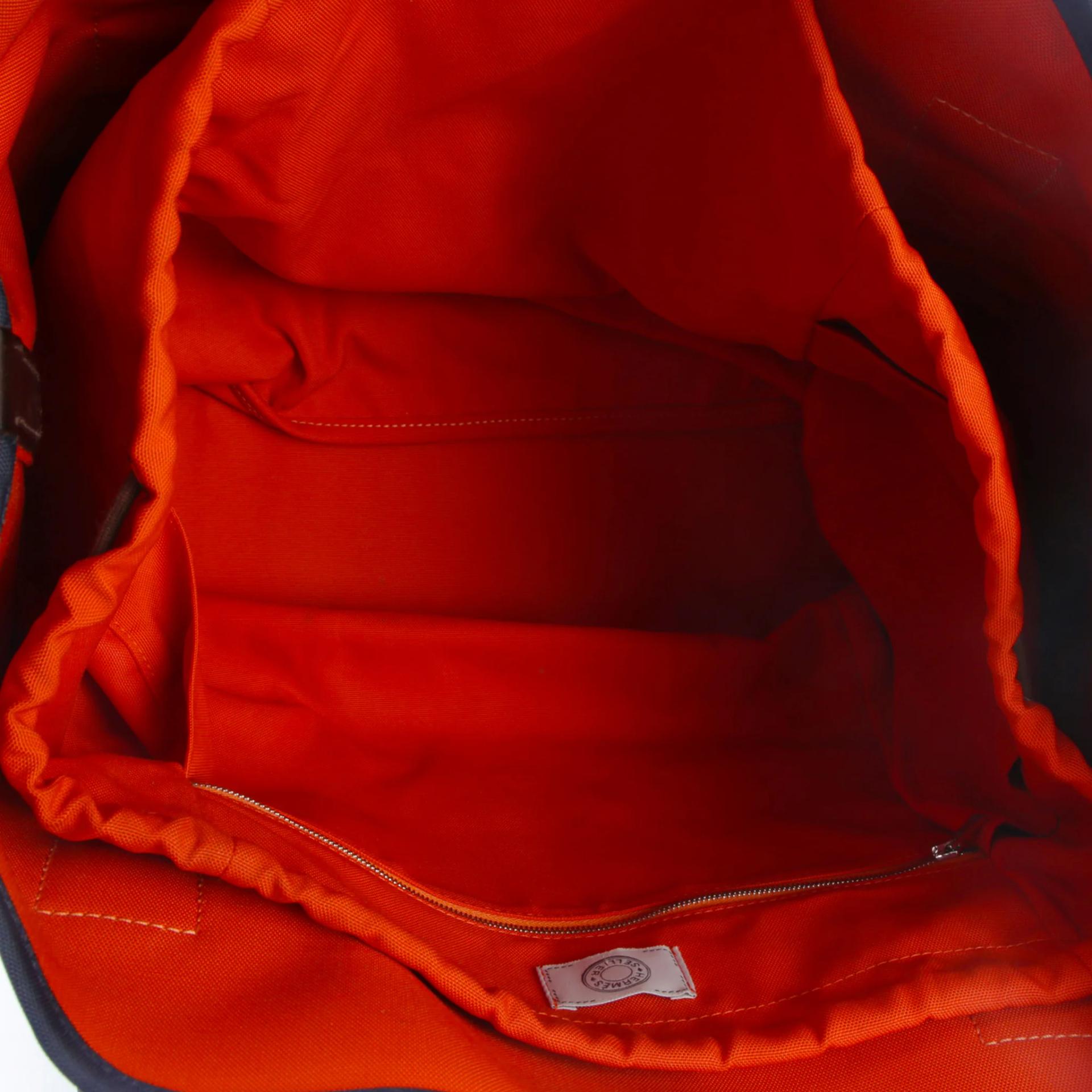 Very Good ( Rank A) HERMÈS Sac de pansage Groom Navy Orange Canvas Palladium hardware C (2018) - 8