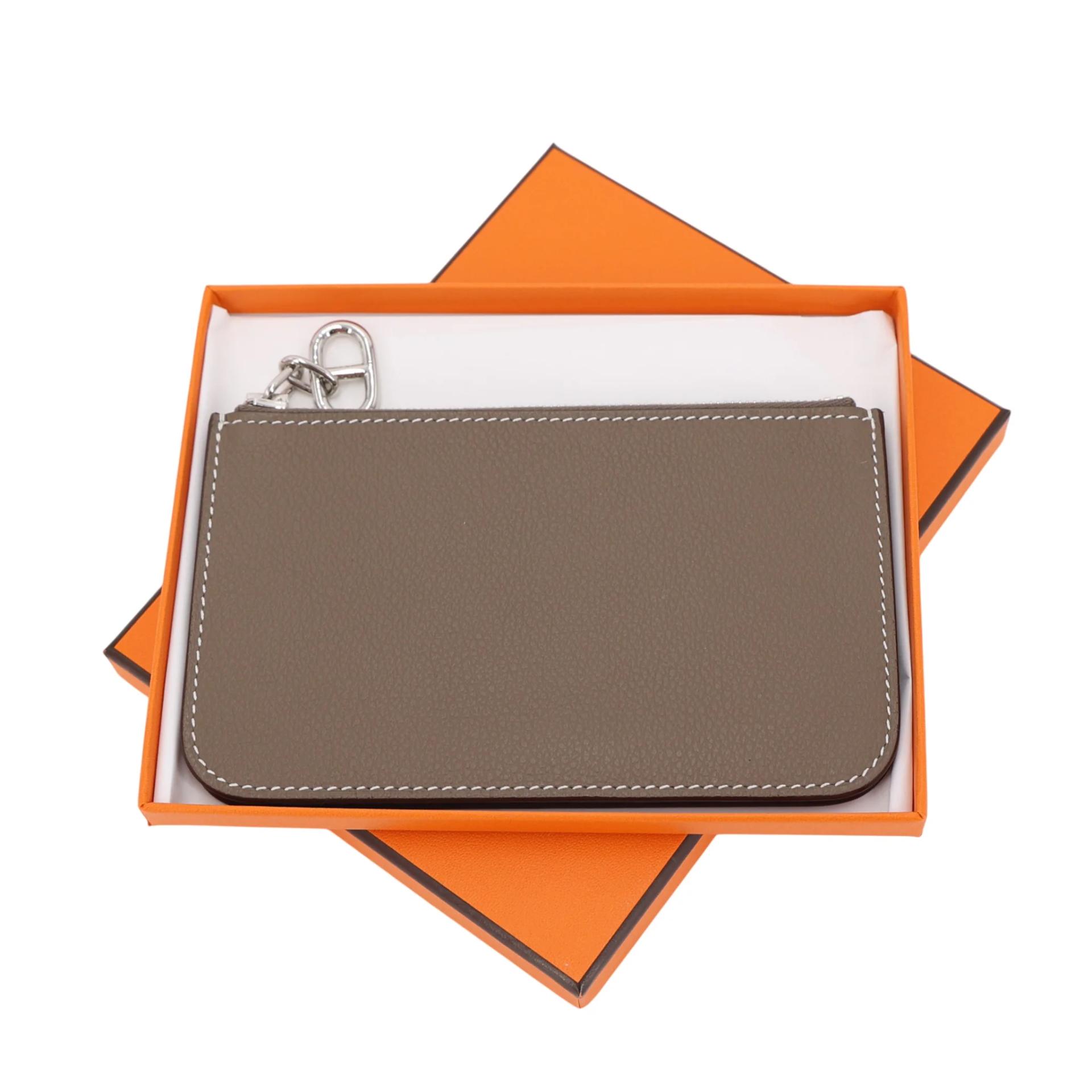 Brand New ( Rank N ) HERMÈS Zipengo Chaine d'Ancre card holder Etoupe (18) Evercolor Palladium hardware K (2025) - 3