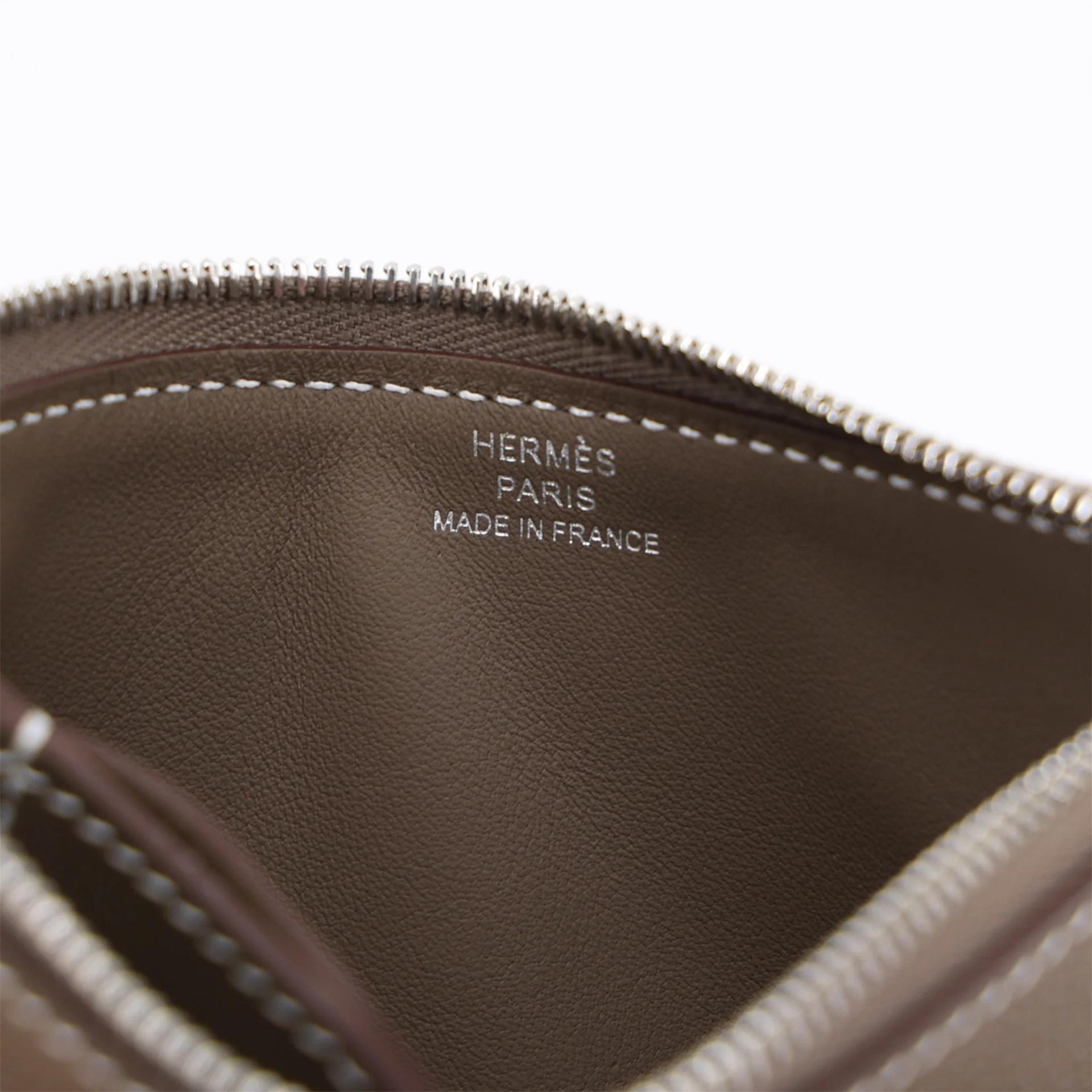 Brand New ( Rank N ) HERMÈS Zipengo Chaine d'Ancre card holder Etoupe (18) Evercolor Palladium hardware K (2025) - 10