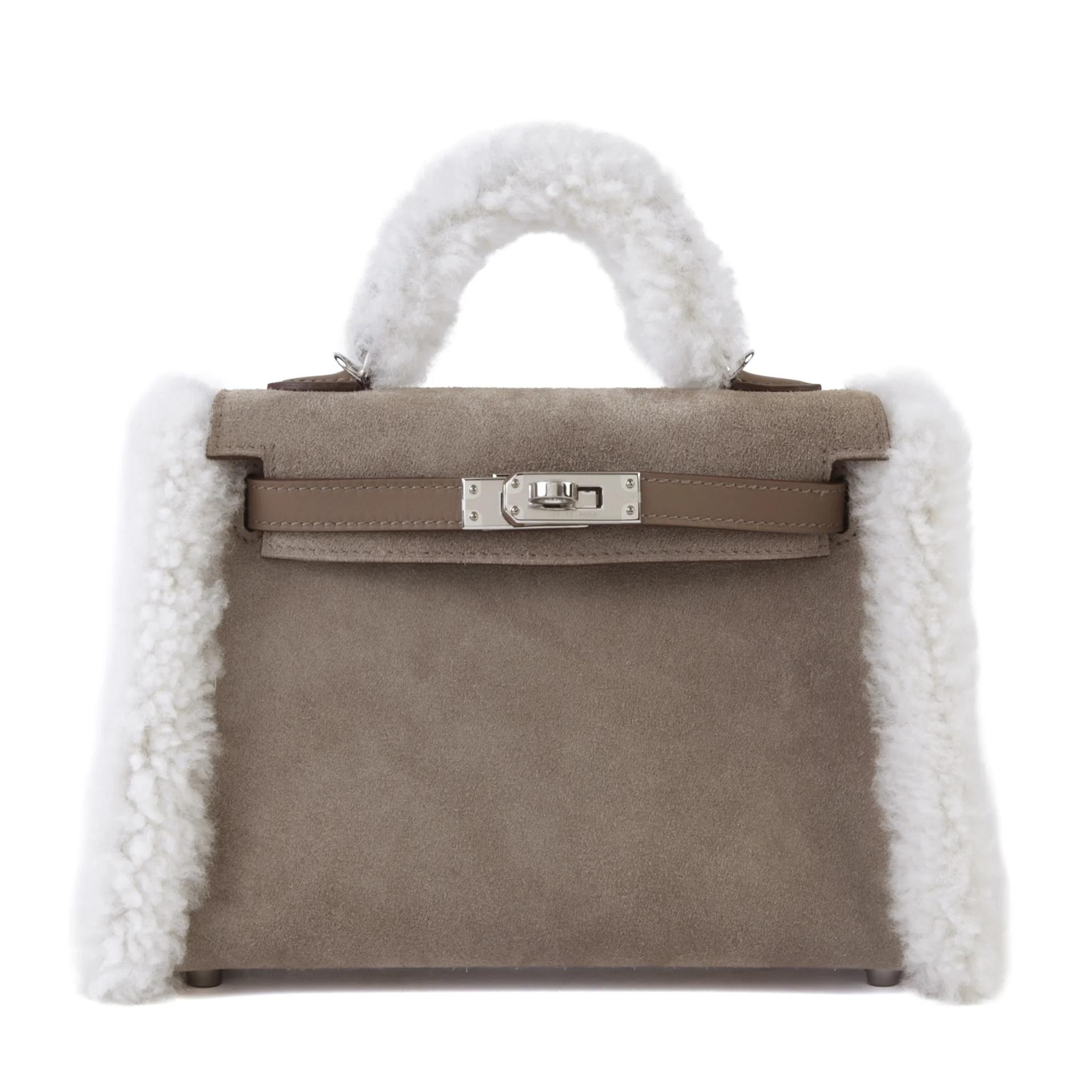 ランク N 新品 HERMÈS エルメス ミニケリー2 テディ グリスカイユ エクリュ エトゥープ (18) グリズリー スイフト シルバー金具 K刻印 (2025) - 1