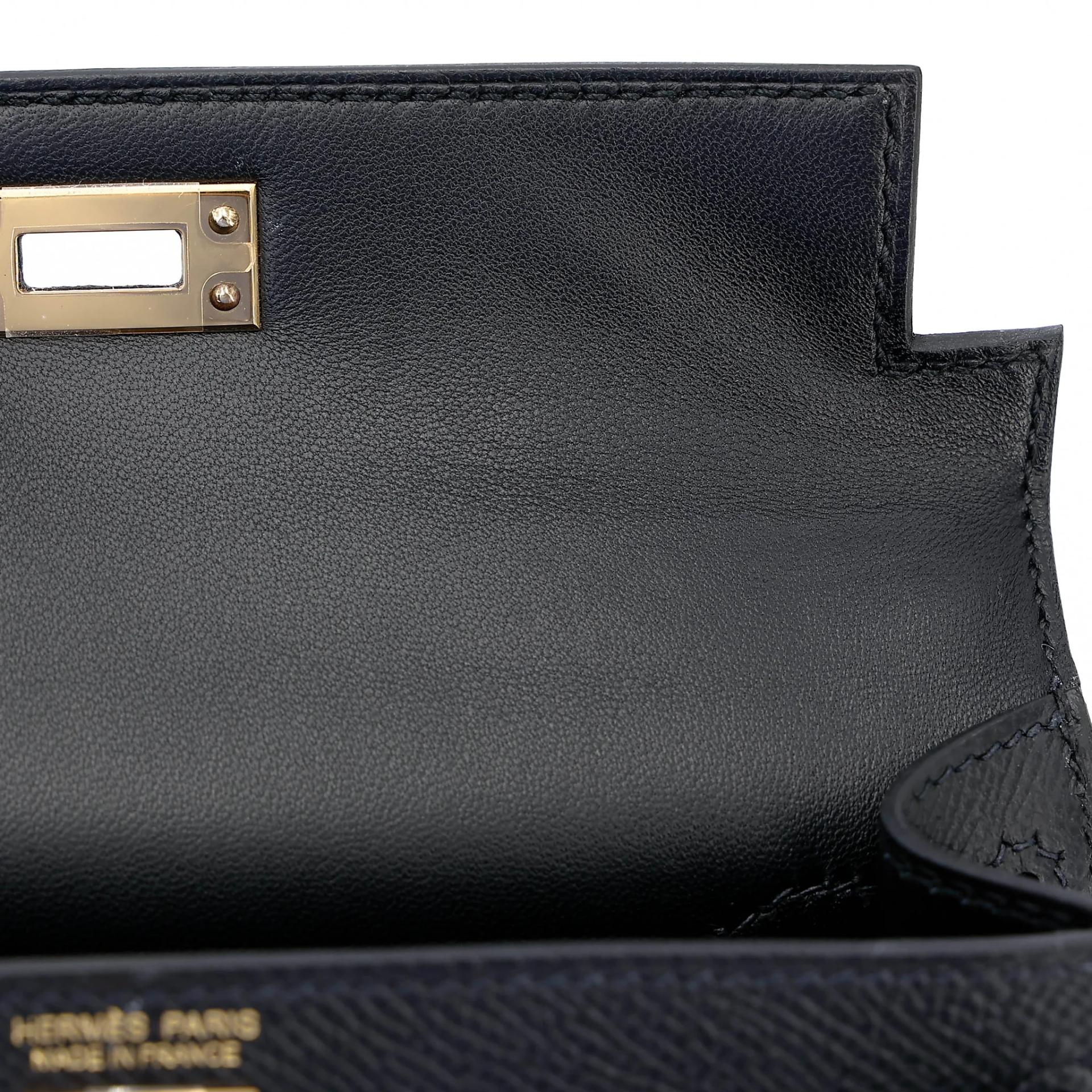 Unused ( Rank NS ) HERMÈS Mini Kelly II Noir (89) Epsom Gold hardware Y (2020) - 14