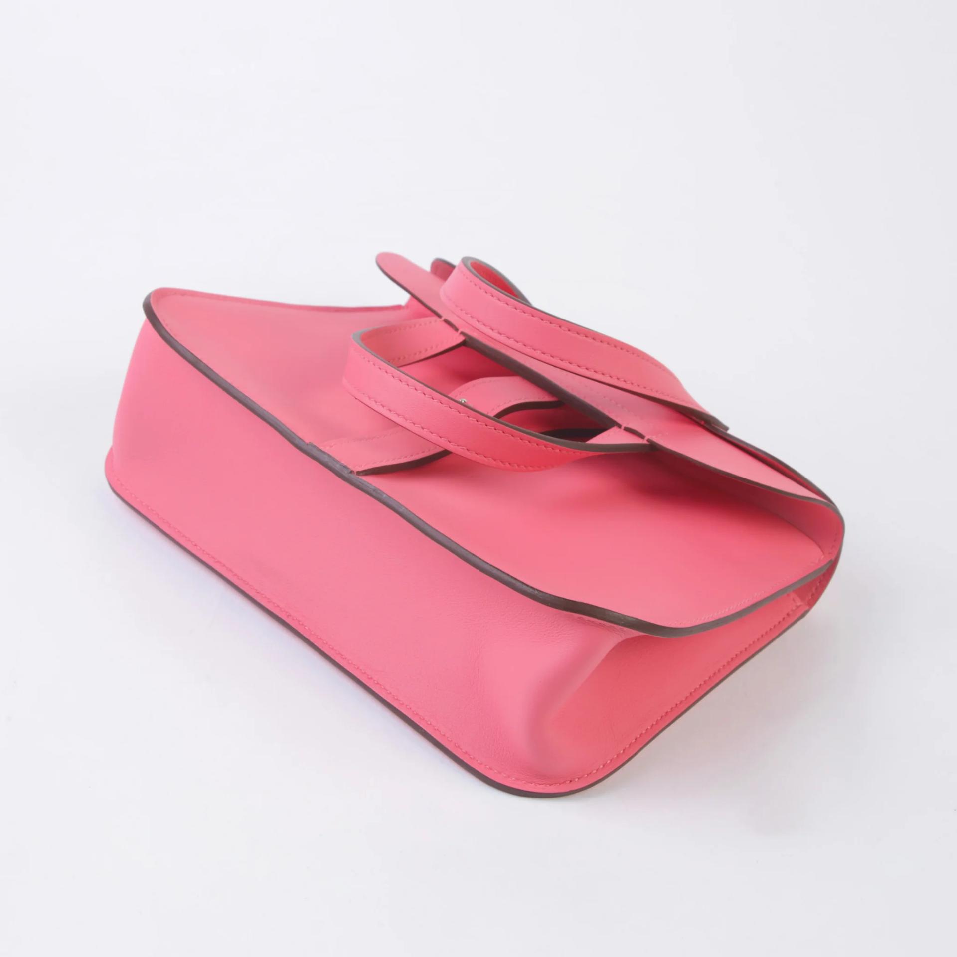 Excellent ( Rank SA ) HERMÈS Halzan Mini Rose Azalee (8W) Swift Palladium hardware K (2025) - 4