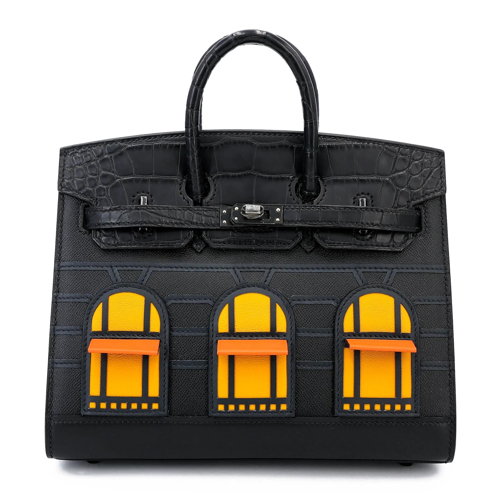 未使用保存品 HERMÈS 爱马仕 限量收藏款 Birkin Faubourg 20 房子包 89 黑色 Noir (Black) Madame皮 □ 短吻鳄 雾面 黑扣 U刻 2022年 - 1
