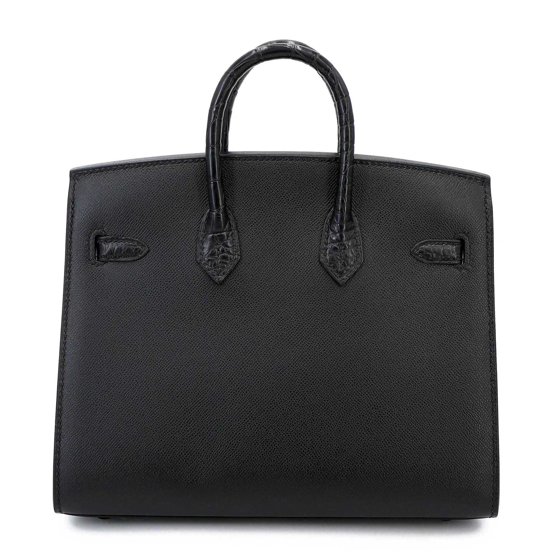 未使用保存品 HERMÈS 爱马仕 限量收藏款 Birkin Faubourg 20 房子包 89 黑色 Noir (Black) Madame皮 □ 短吻鳄 雾面 黑扣 U刻 2022年 - 2