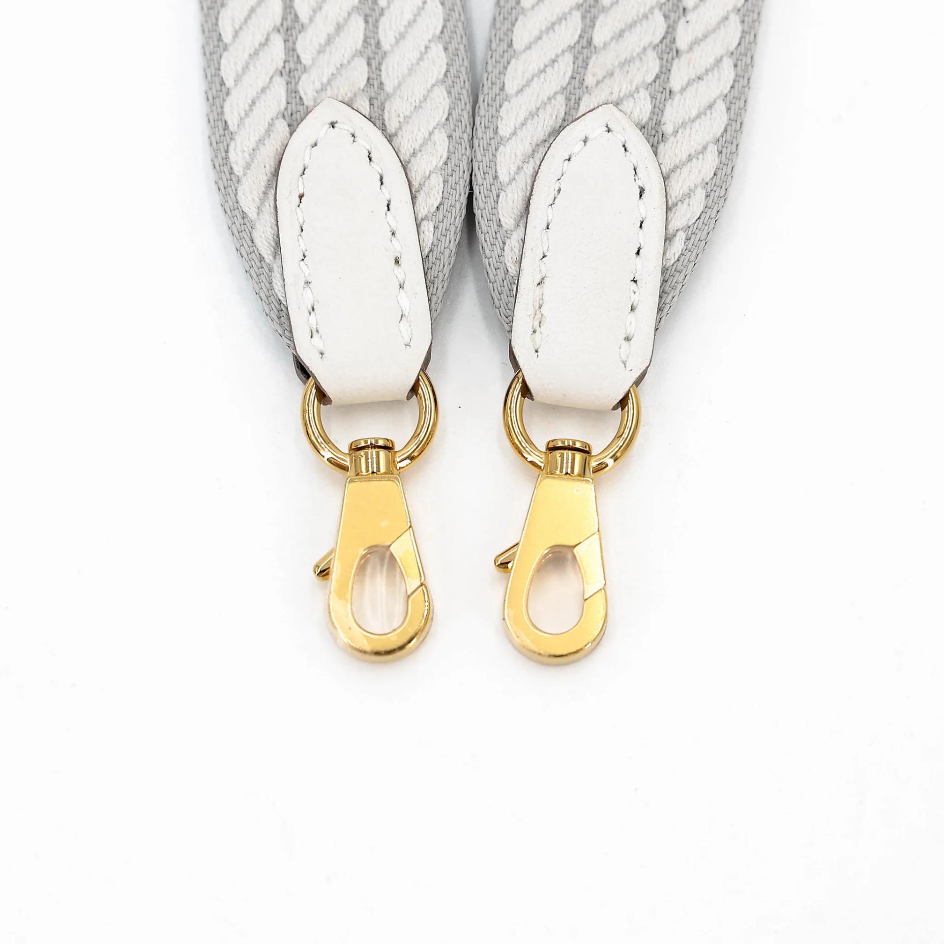 Brand New ( Rank N ) HERMÈS Sangle Cordage Strap 85CM Bleu Glacier (8U) White (01) Canvas Gold hardware K (2025) - 7