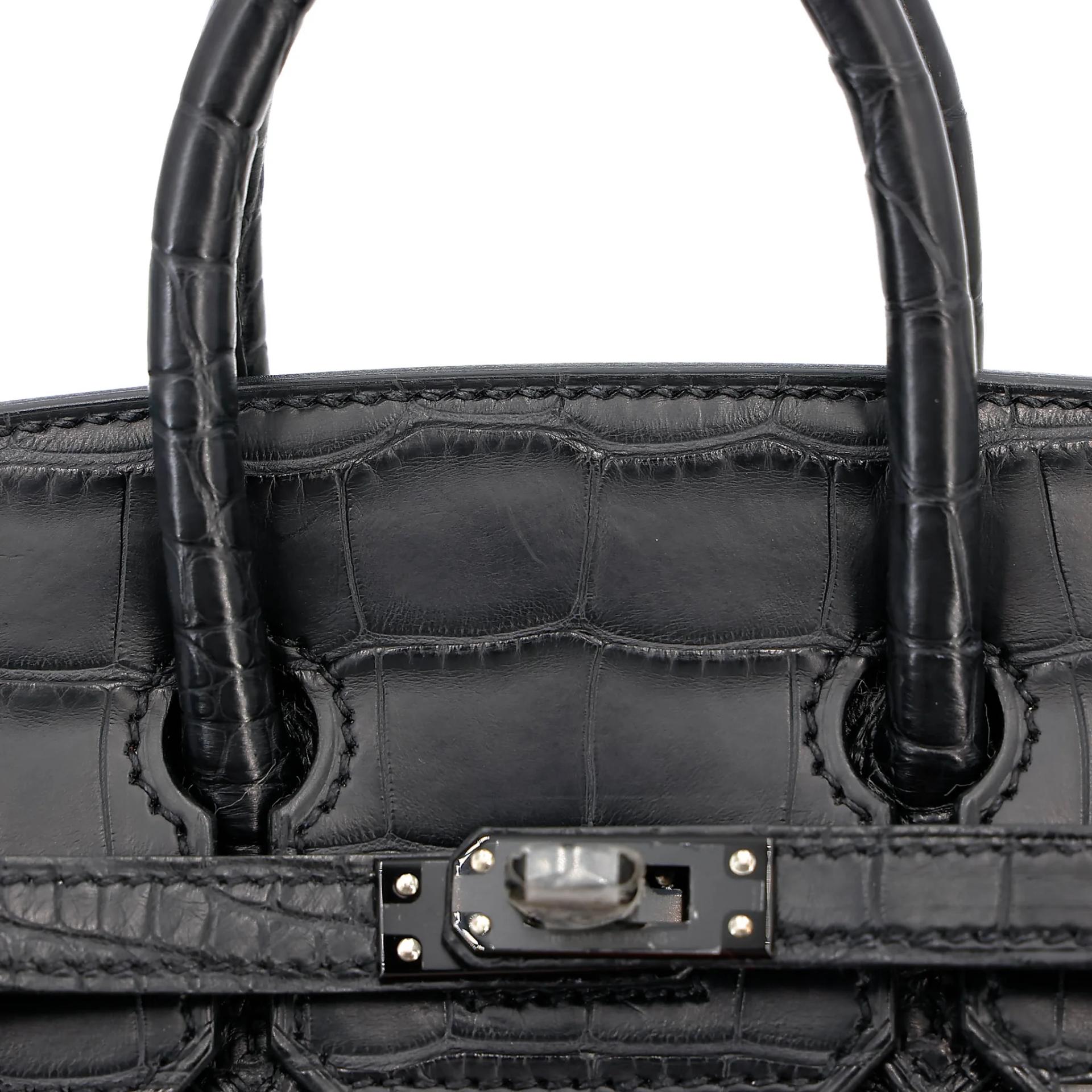 未使用保存品 HERMÈS 爱马仕 限量收藏款 Birkin Faubourg 20 房子包 89 黑色 Noir (Black) Madame皮 □ 短吻鳄 雾面 黑扣 U刻 2022年 - 8