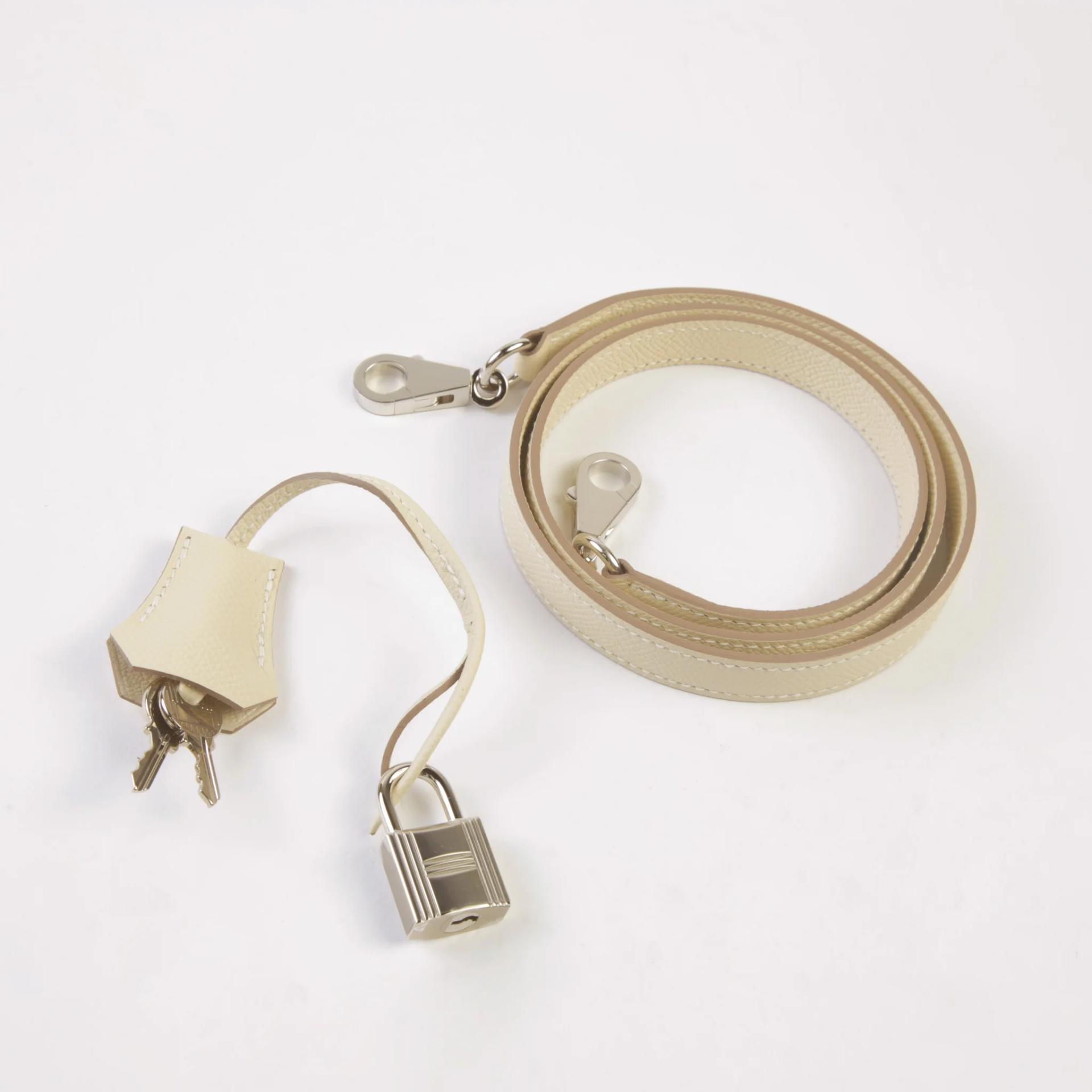 Unused ( Rank NS ) HERMÈS Kelly 25 Sellier Craie (10) Epsom Palladium hardware W (2024) - 14