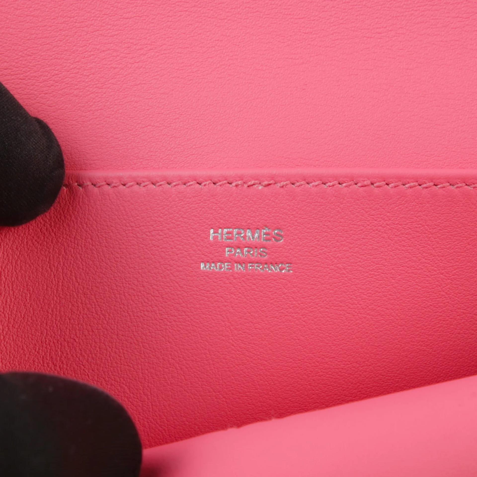 Excellent ( Rank SA ) HERMÈS Halzan Mini Rose Azalee (8W) Swift Palladium hardware K (2025) - 7