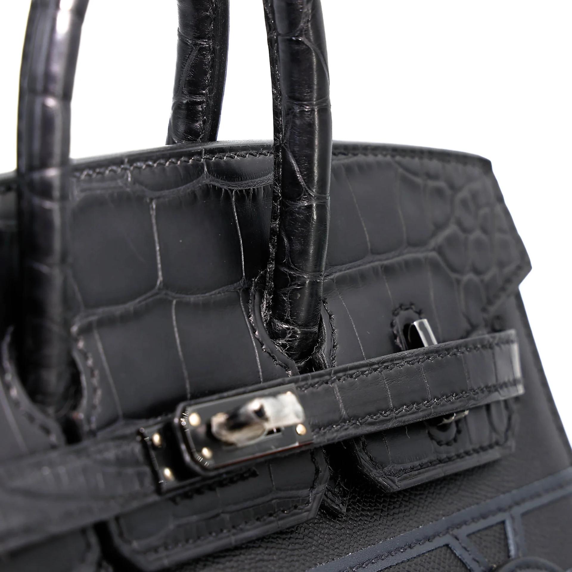 未使用保存品 HERMÈS 爱马仕 限量收藏款 Birkin Faubourg 20 房子包 89 黑色 Noir (Black) Madame皮 □ 短吻鳄 雾面 黑扣 U刻 2022年 - 10