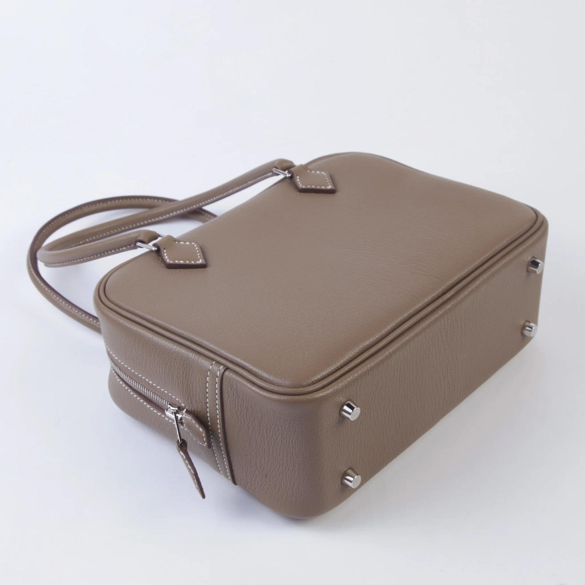 Brand New ( Rank N ) HERMÈS Plume Mini Etoupe (18) Chevre Palladium hardware K (2025) - 6