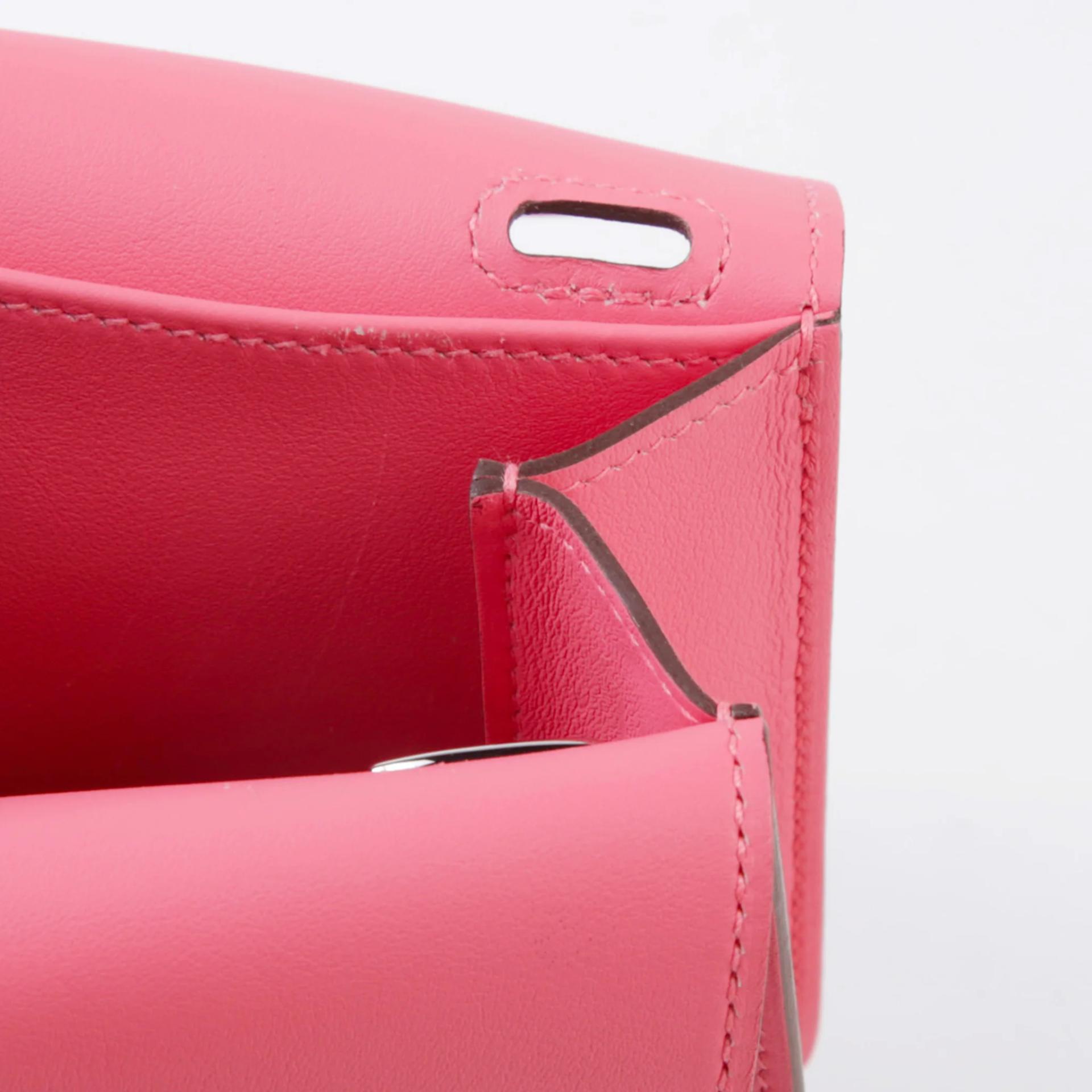 Excellent ( Rank SA ) HERMÈS Halzan Mini Rose Azalee (8W) Swift Palladium hardware K (2025) - 9