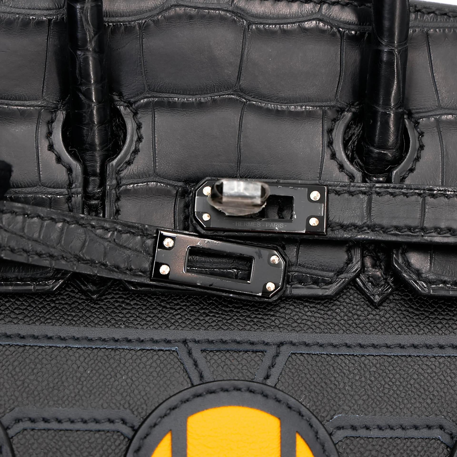 未使用保存品 HERMÈS 爱马仕 限量收藏款 Birkin Faubourg 20 房子包 89 黑色 Noir (Black) Madame皮 □ 短吻鳄 雾面 黑扣 U刻 2022年 - 11