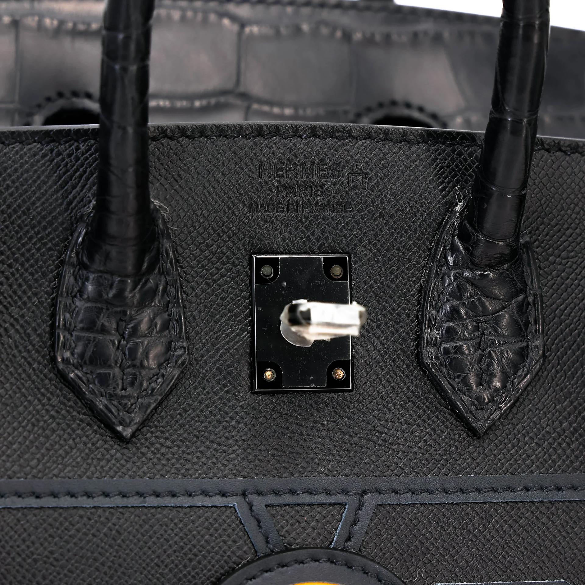 未使用保存品 HERMÈS 爱马仕 限量收藏款 Birkin Faubourg 20 房子包 89 黑色 Noir (Black) Madame皮 □ 短吻鳄 雾面 黑扣 U刻 2022年 - 13