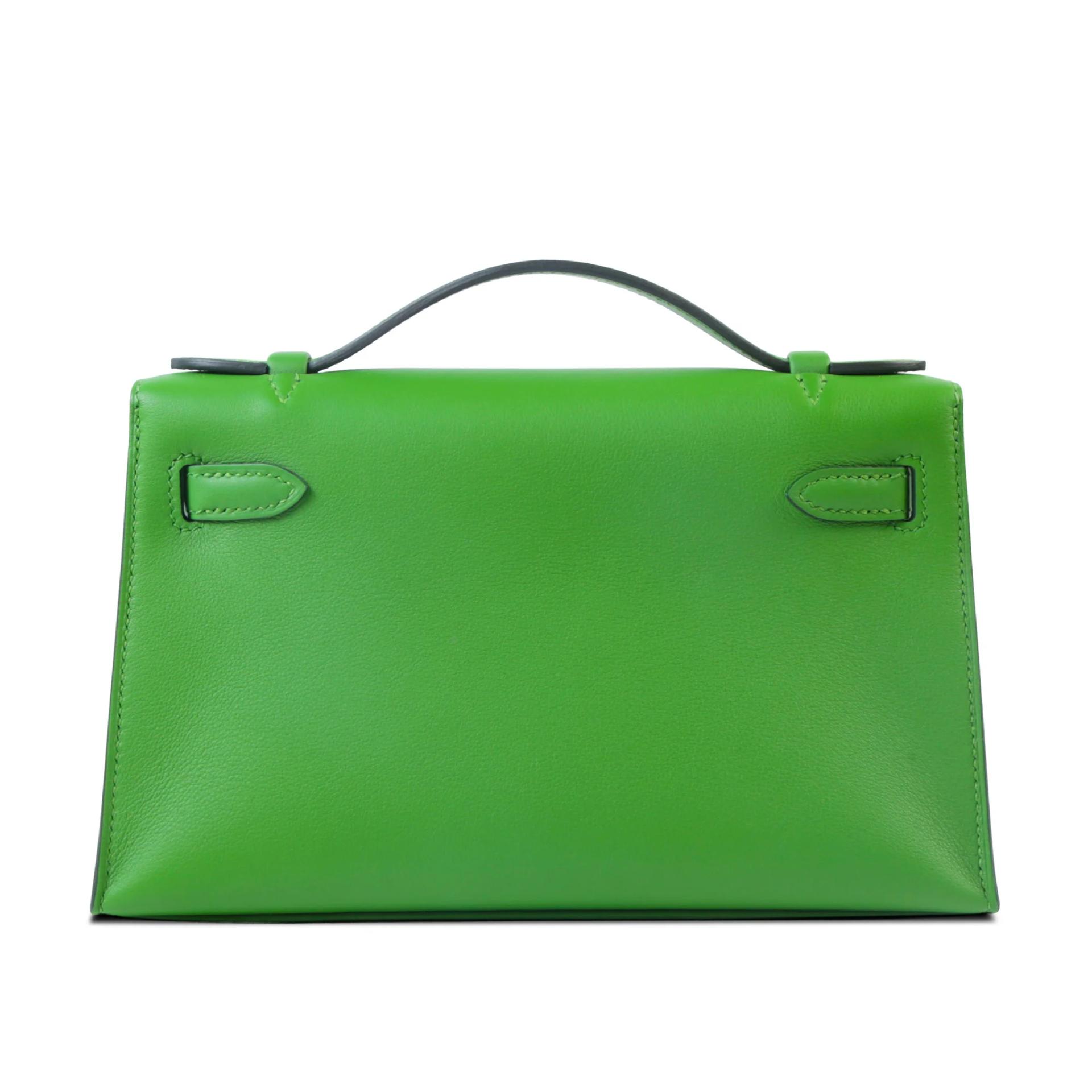 ランク N 新品 HERMÈS エルメス ポシェットケリー ヴェール・ユッカ (A8) スイフト シルバー金具 K刻印 (2025) - 2