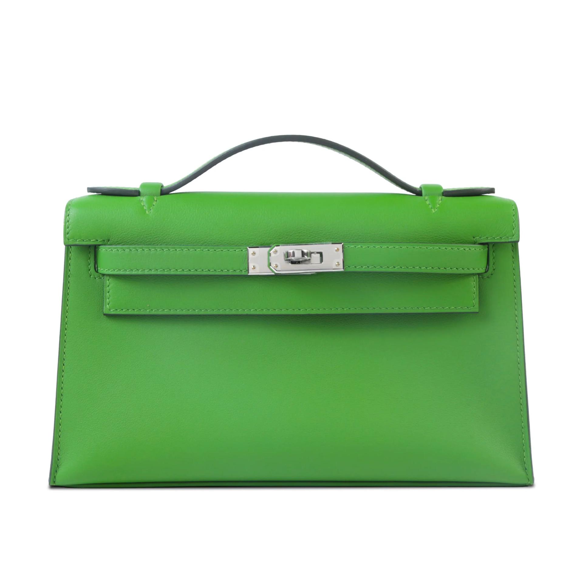 ランク N 新品 HERMÈS エルメス ポシェットケリー ヴェール・ユッカ (A8) スイフト シルバー金具 K刻印 (2025) - 1