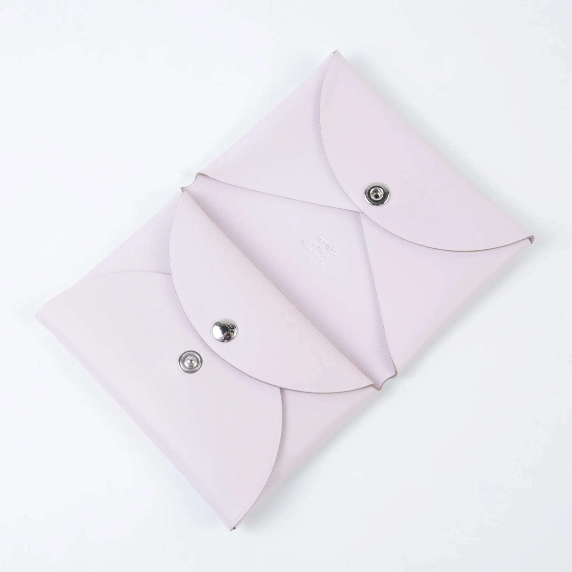 Brand New ( Rank N ) HERMÈS Calvi Duo card holder Spring Ow Mauve Pale (09) Swift Palladium hardware K (2025) - 7
