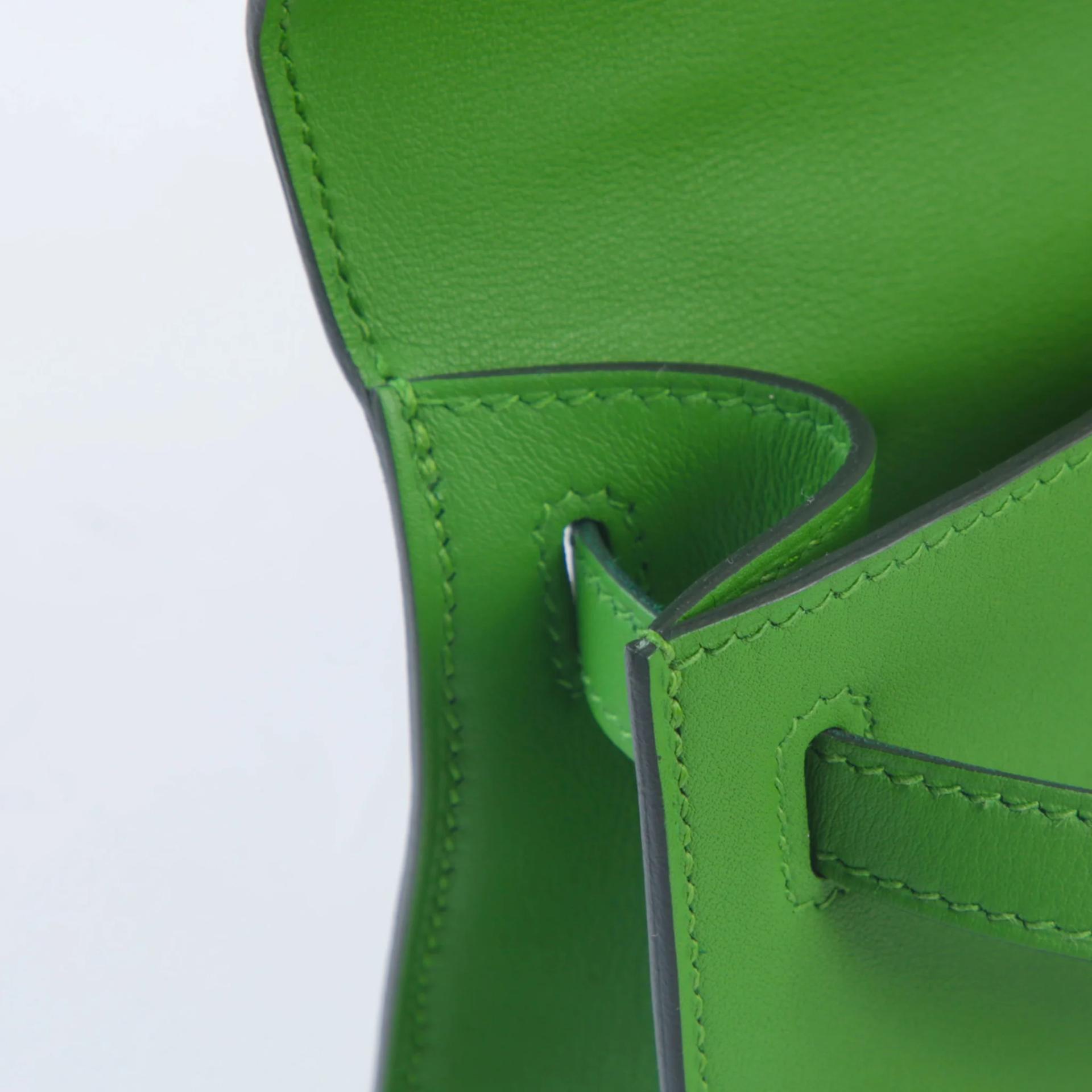 ランク N 新品 HERMÈS エルメス ポシェットケリー ヴェール・ユッカ (A8) スイフト シルバー金具 K刻印 (2025) - 13
