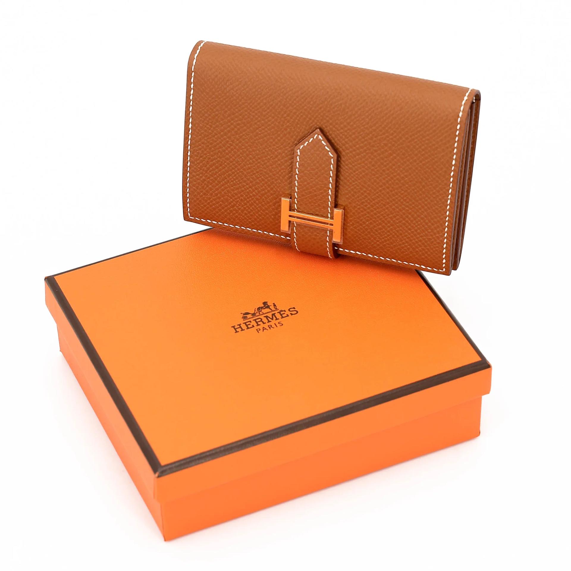 Unused ( Rank NS ) HERMÈS Bearn Card Holder Gold (37) Epsom Gold hardware B (2023) - 3
