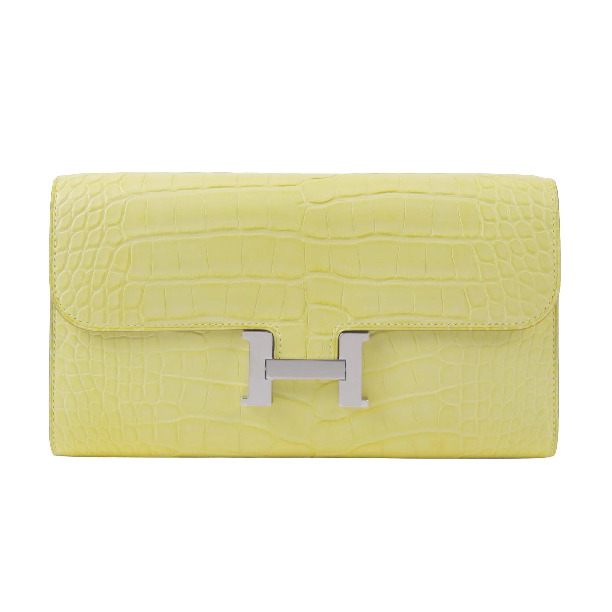 A美品 HERMÈS 愛馬仕 Constance To Go 9R 檸檬黃 Lime □ 短吻鱷 銀扣 B刻 2023年 - 1
